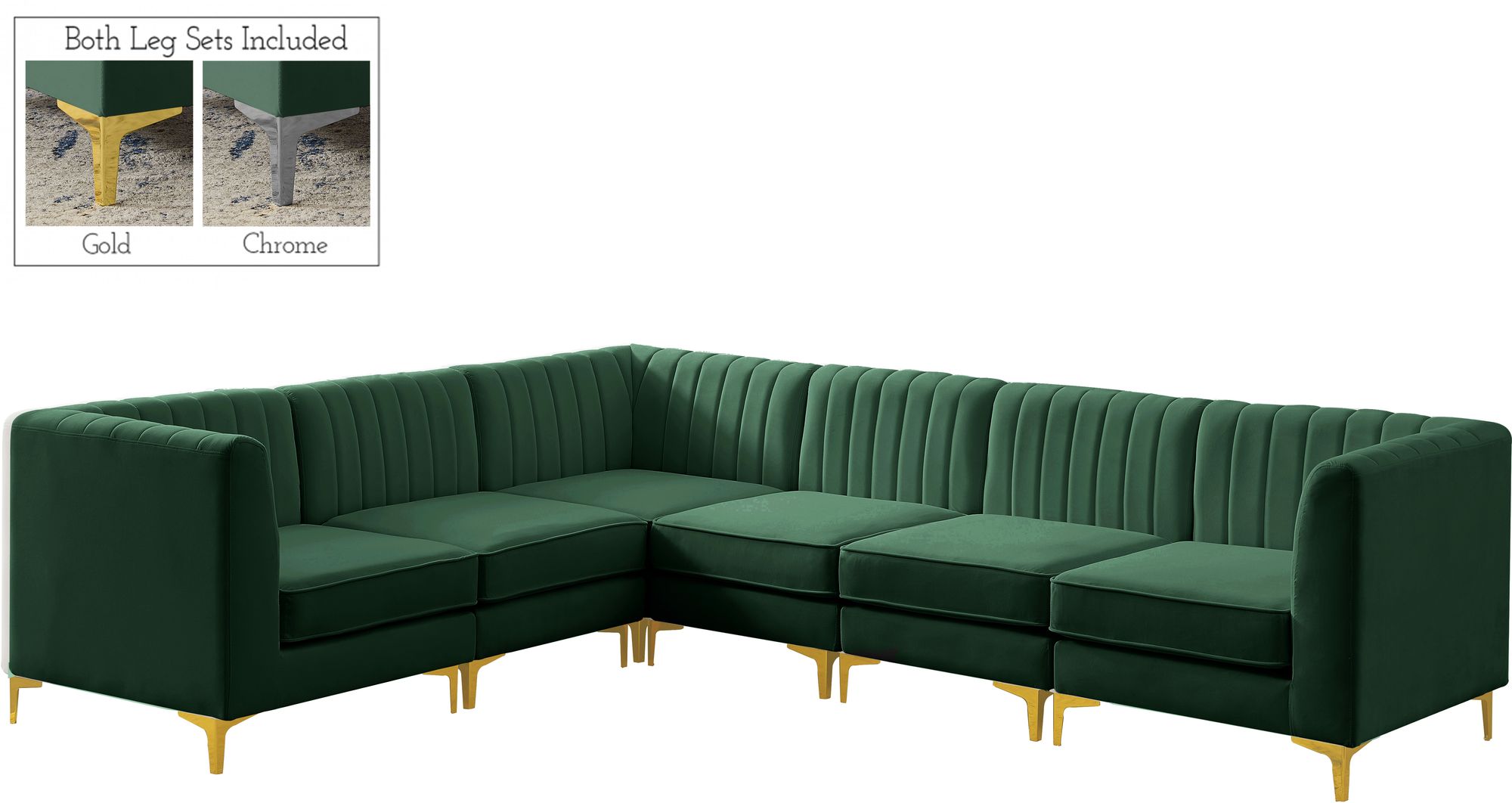 Alina 119" 6-Piece Velvet Modular Sectional