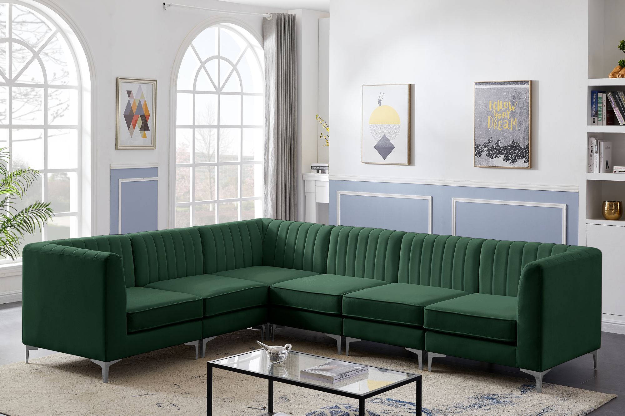 Alina 119" 6-Piece Velvet Modular Sectional