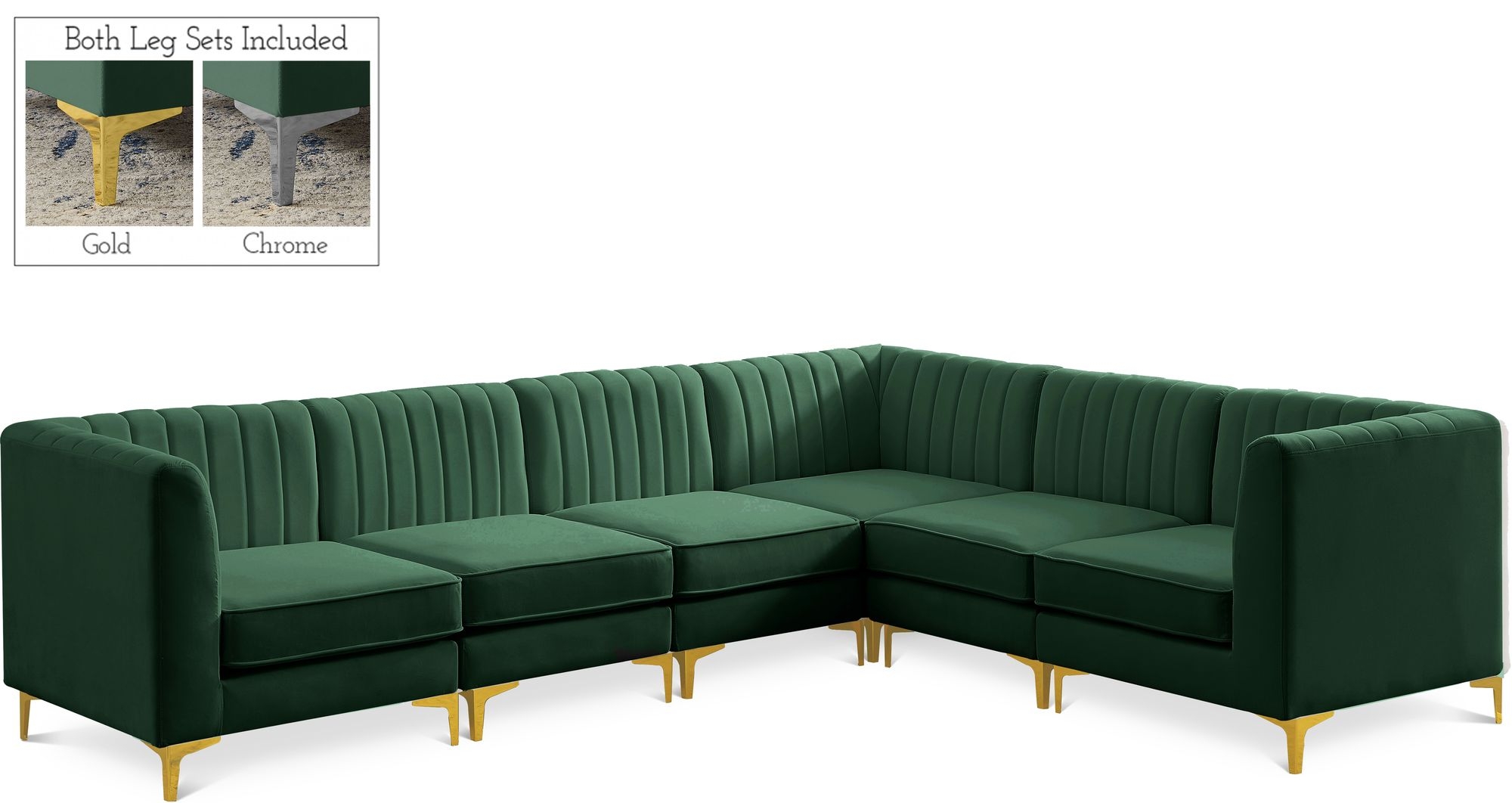 Alina 119" 6-Piece Velvet Modular Sectional