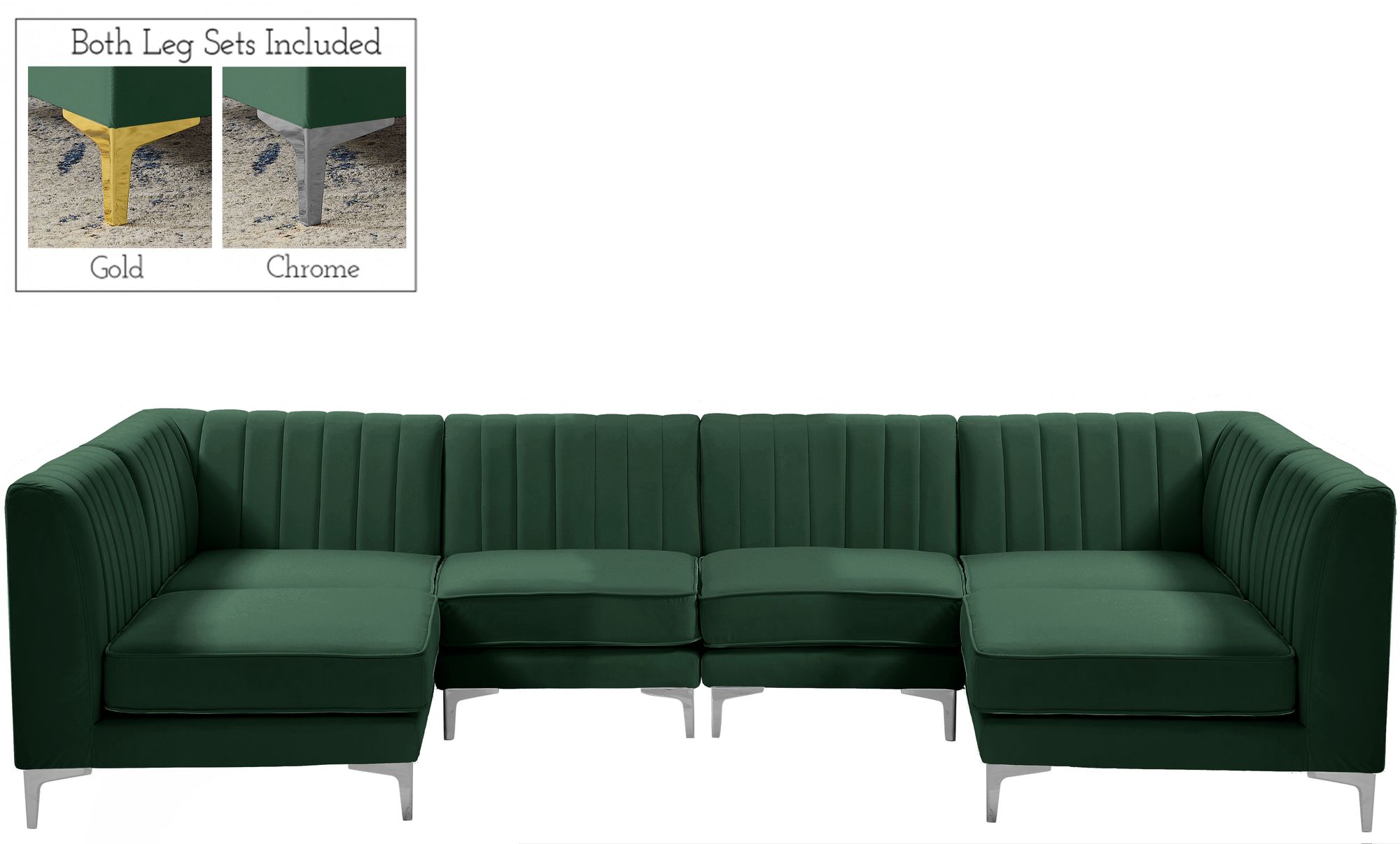 Alina 119" 6-Piece Velvet Modular U-Shape Sectional
