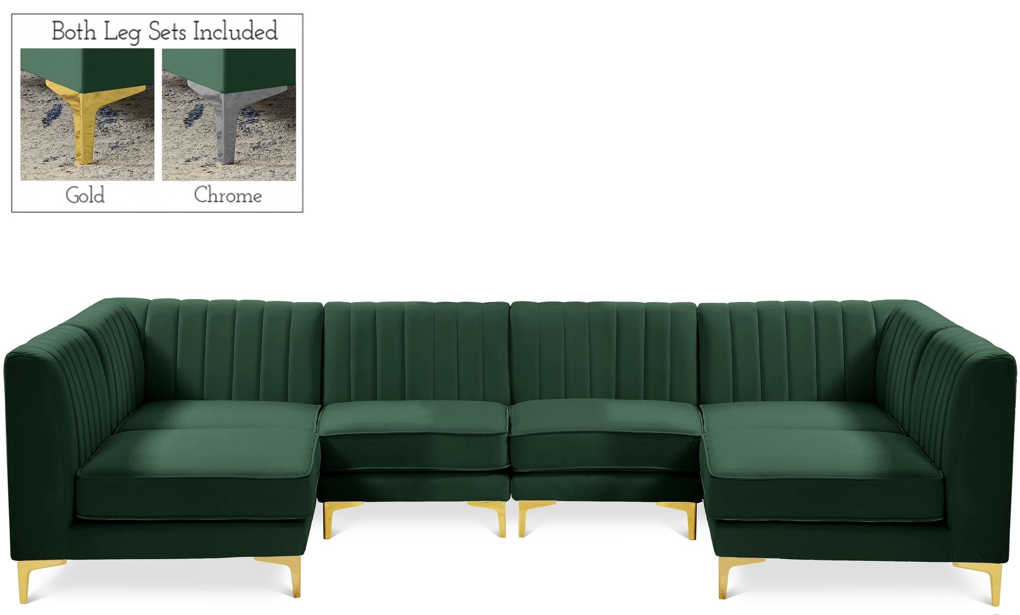 Alina 119" 6-Piece Velvet Modular U-Shape Sectional
