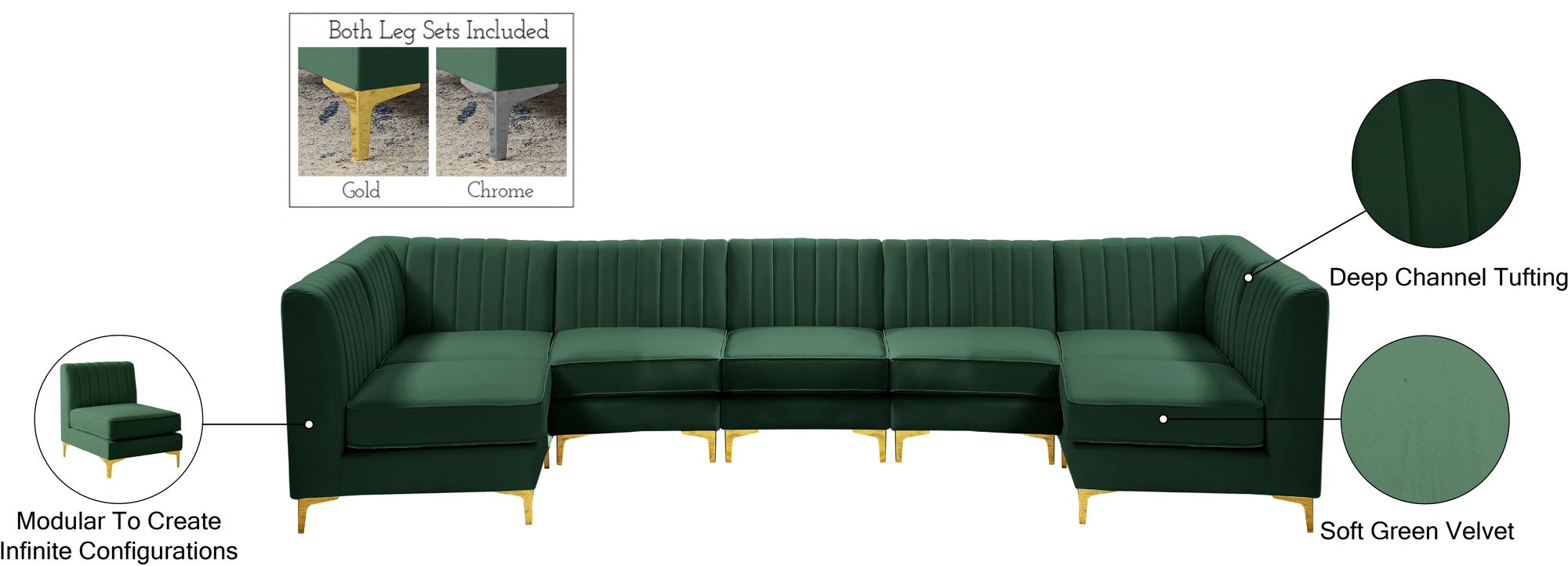 Alina 145" 7-Piece Velvet Modular Sectional