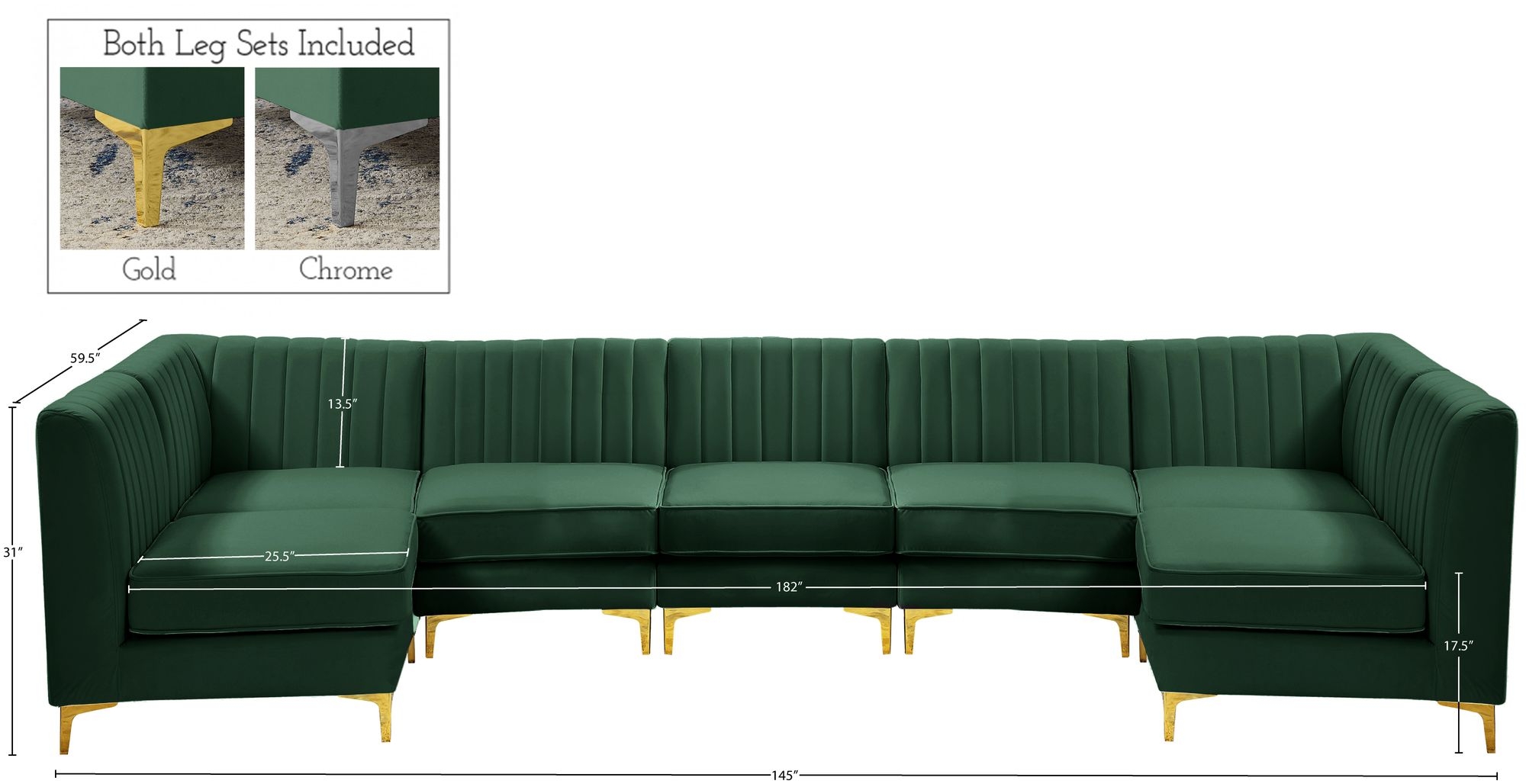 Alina 145" 7-Piece Velvet Modular Sectional