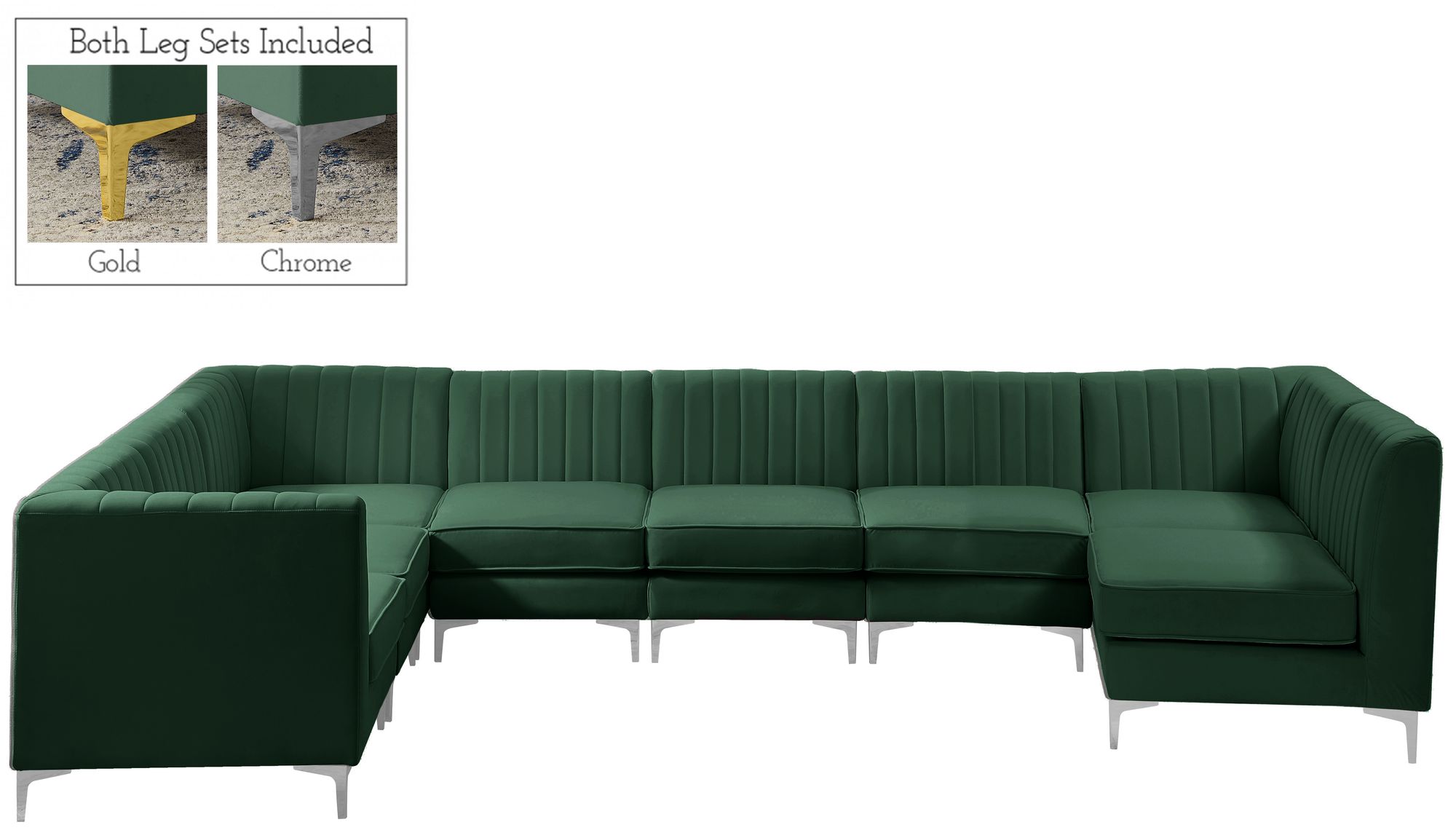 Alina 119" x 119" 8-Piece Velvet Modular Sectional