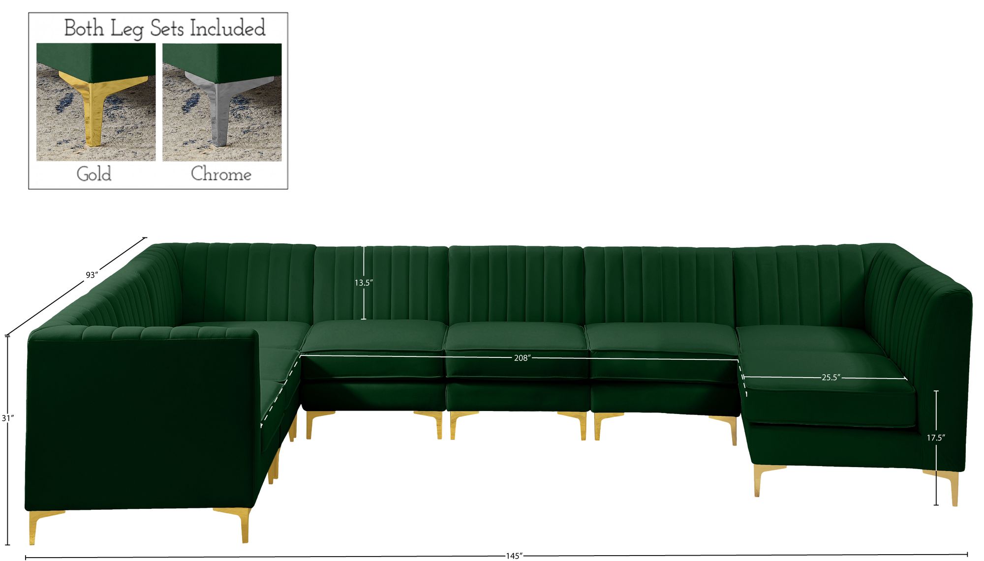 Alina 119" x 119" 8-Piece Velvet Modular Sectional