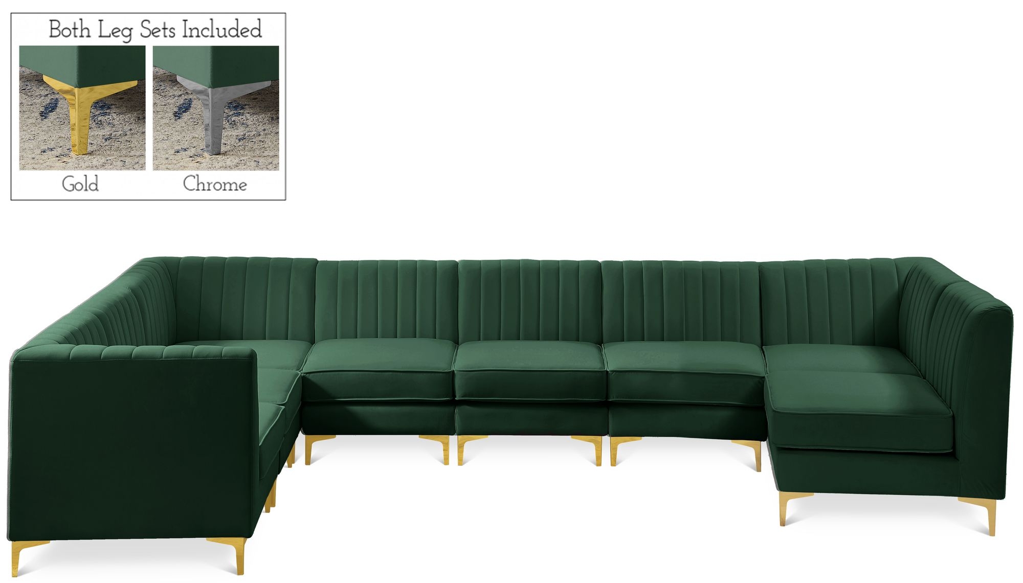 Alina 119" x 119" 8-Piece Velvet Modular Sectional