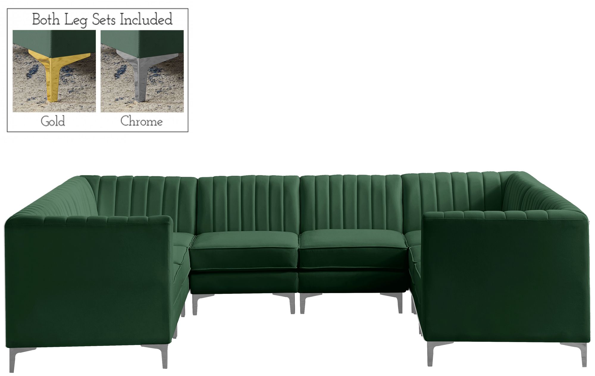 Alina 119" x 93" 8-Piece Velvet Modular Sectional