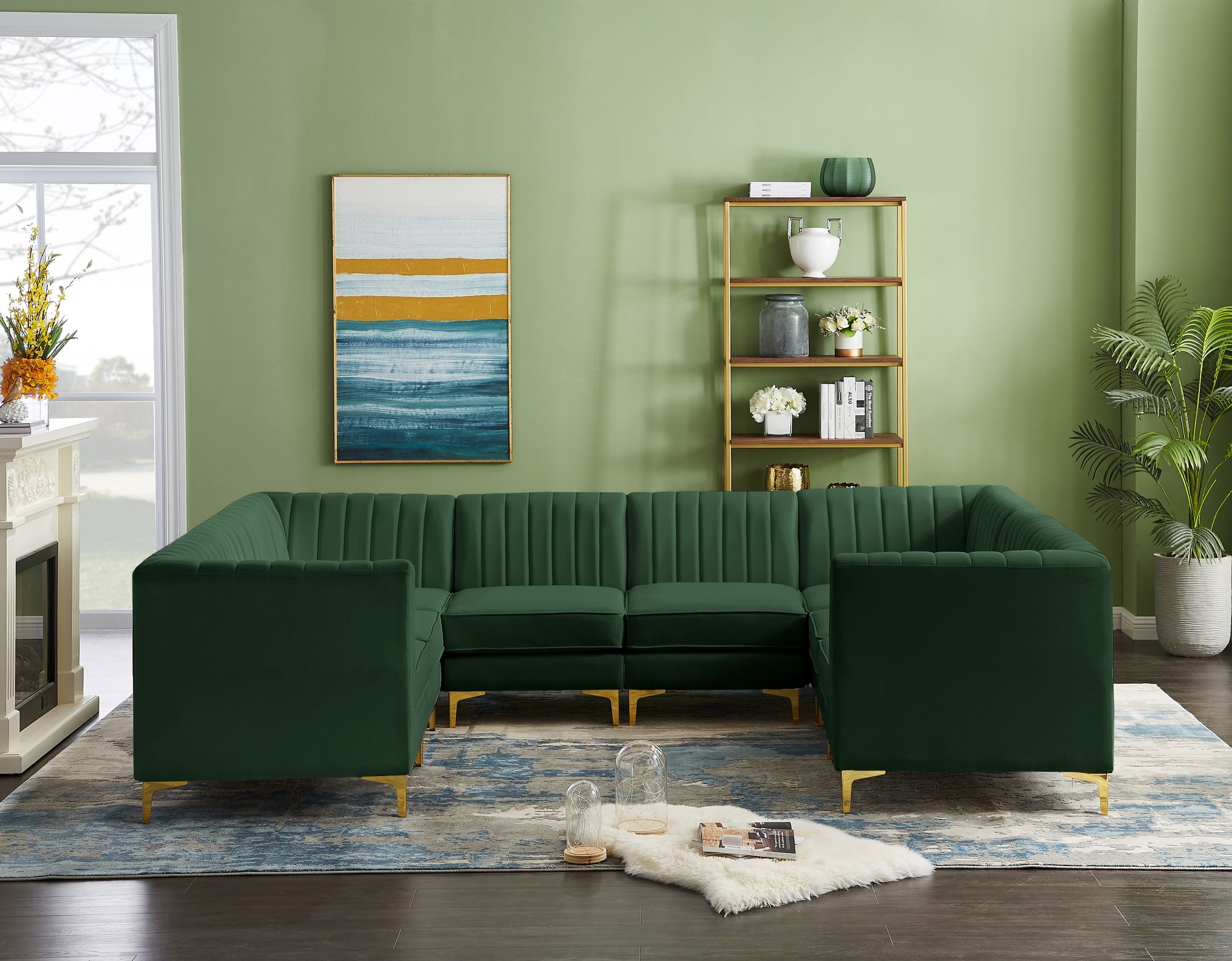 Alina 119" x 93" 8-Piece Velvet Modular Sectional