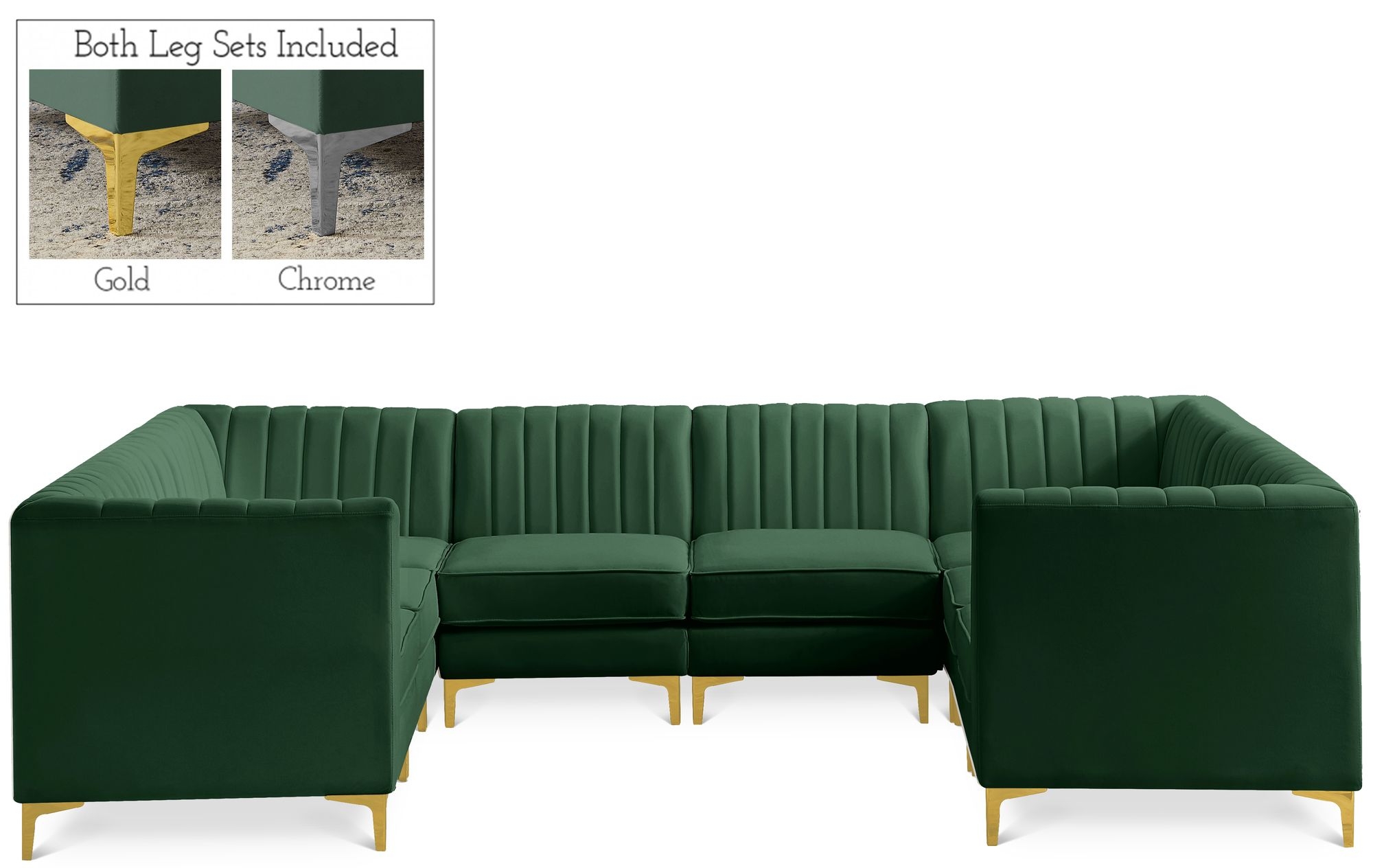 Alina 119" x 93" 8-Piece Velvet Modular Sectional