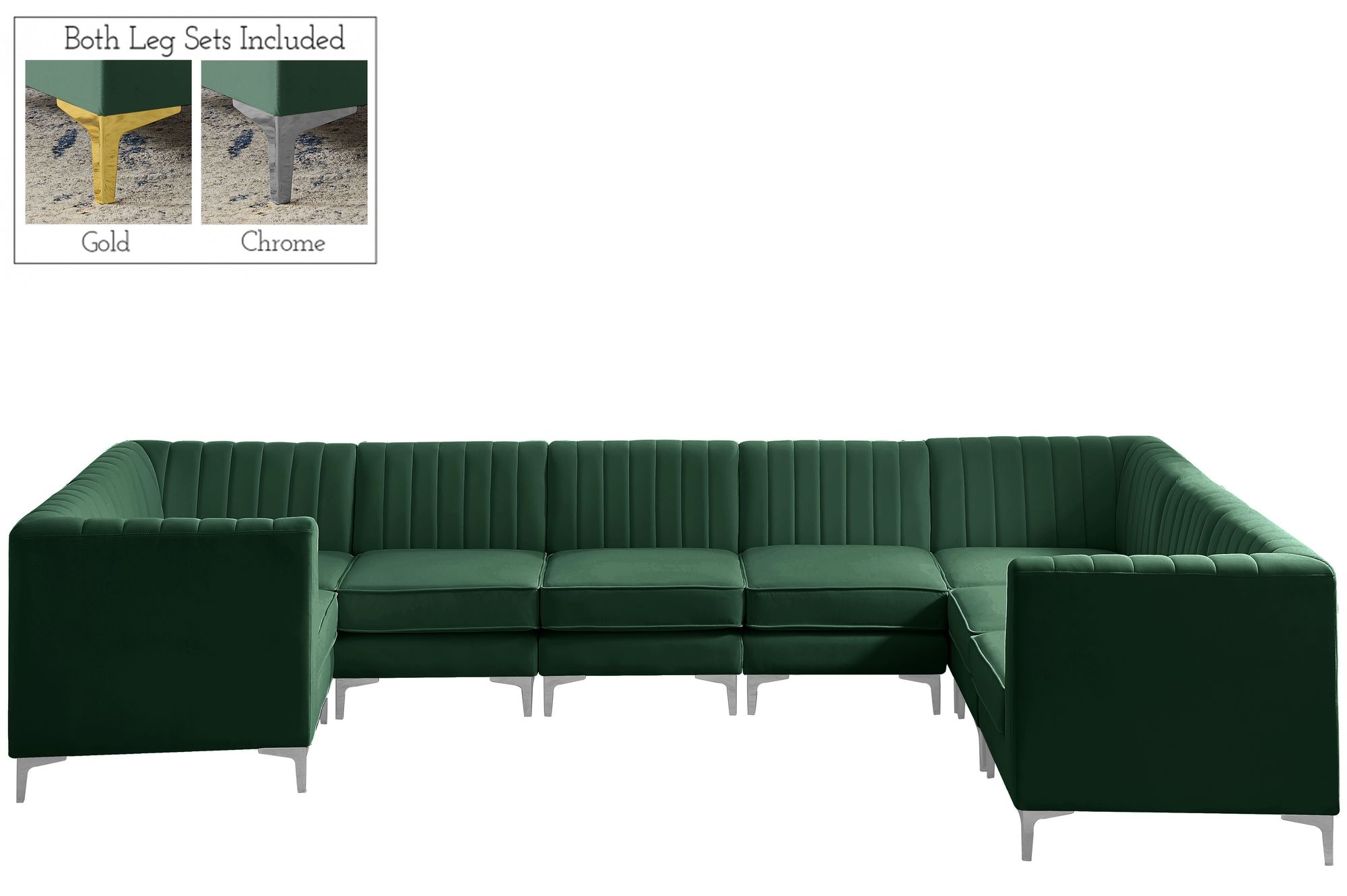 Alina 145" x 93" 8-Piece Velvet Modular Sectional