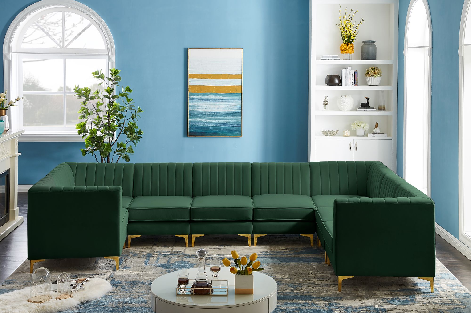 Alina 145" x 93" 8-Piece Velvet Modular Sectional
