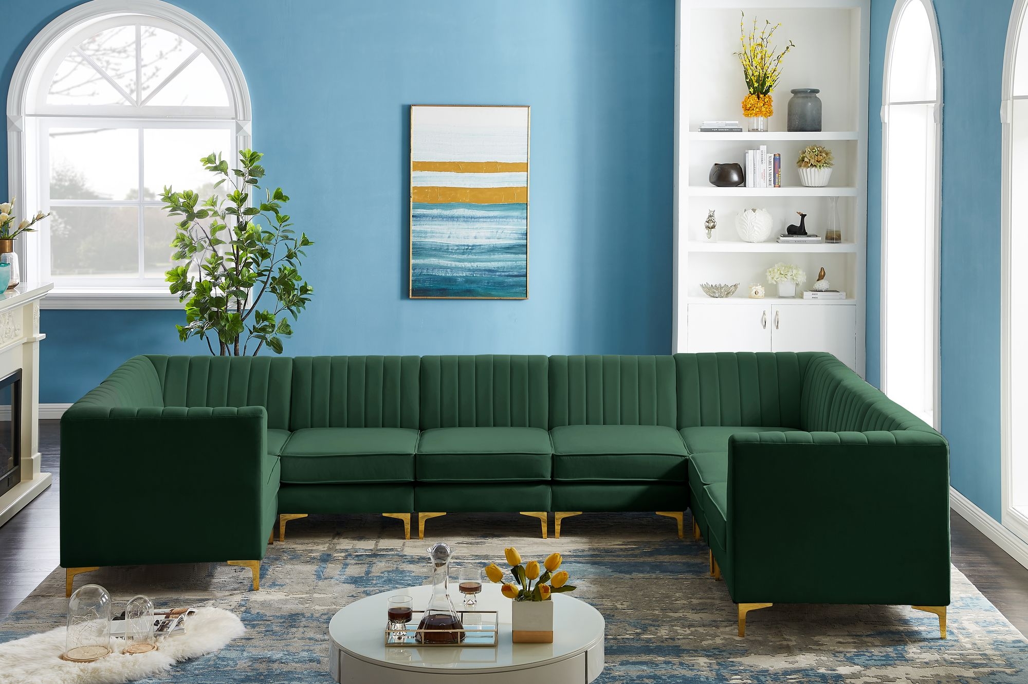 Alina 145" x 93" 8-Piece Velvet Modular Sectional
