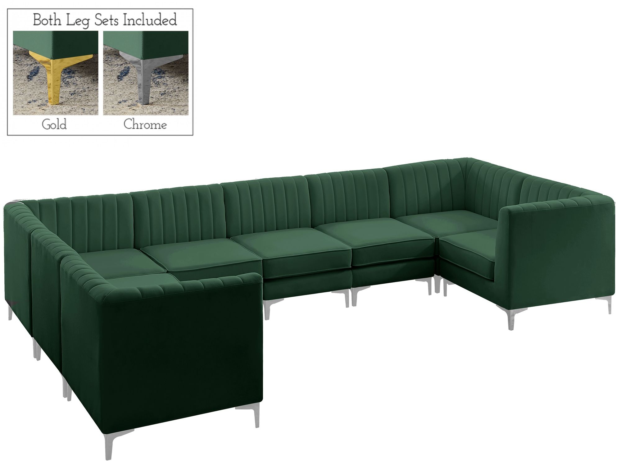 Alina 145" x 93" 8-Piece Velvet Modular Sectional