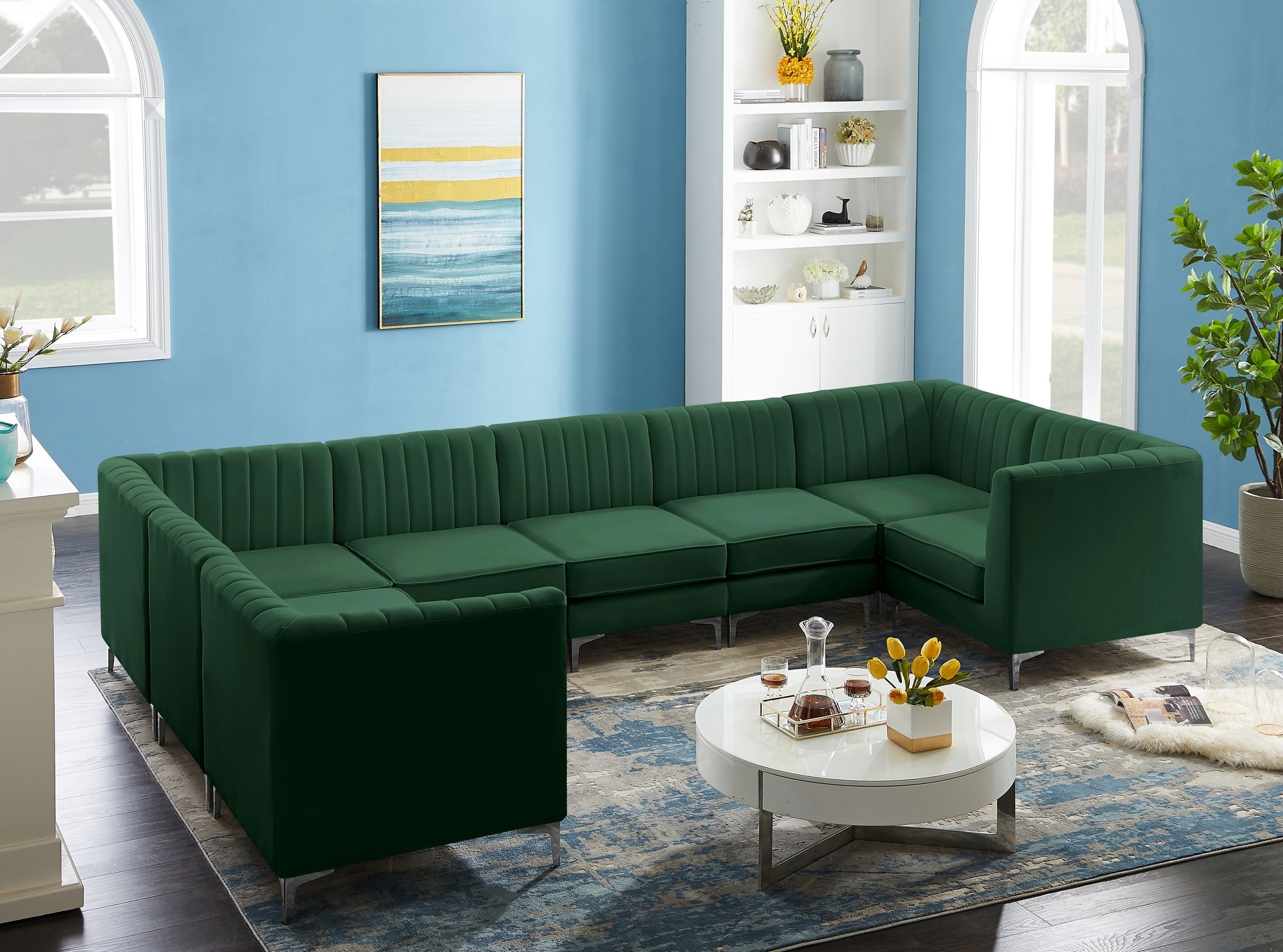 Alina 145" x 93" 8-Piece Velvet Modular Sectional