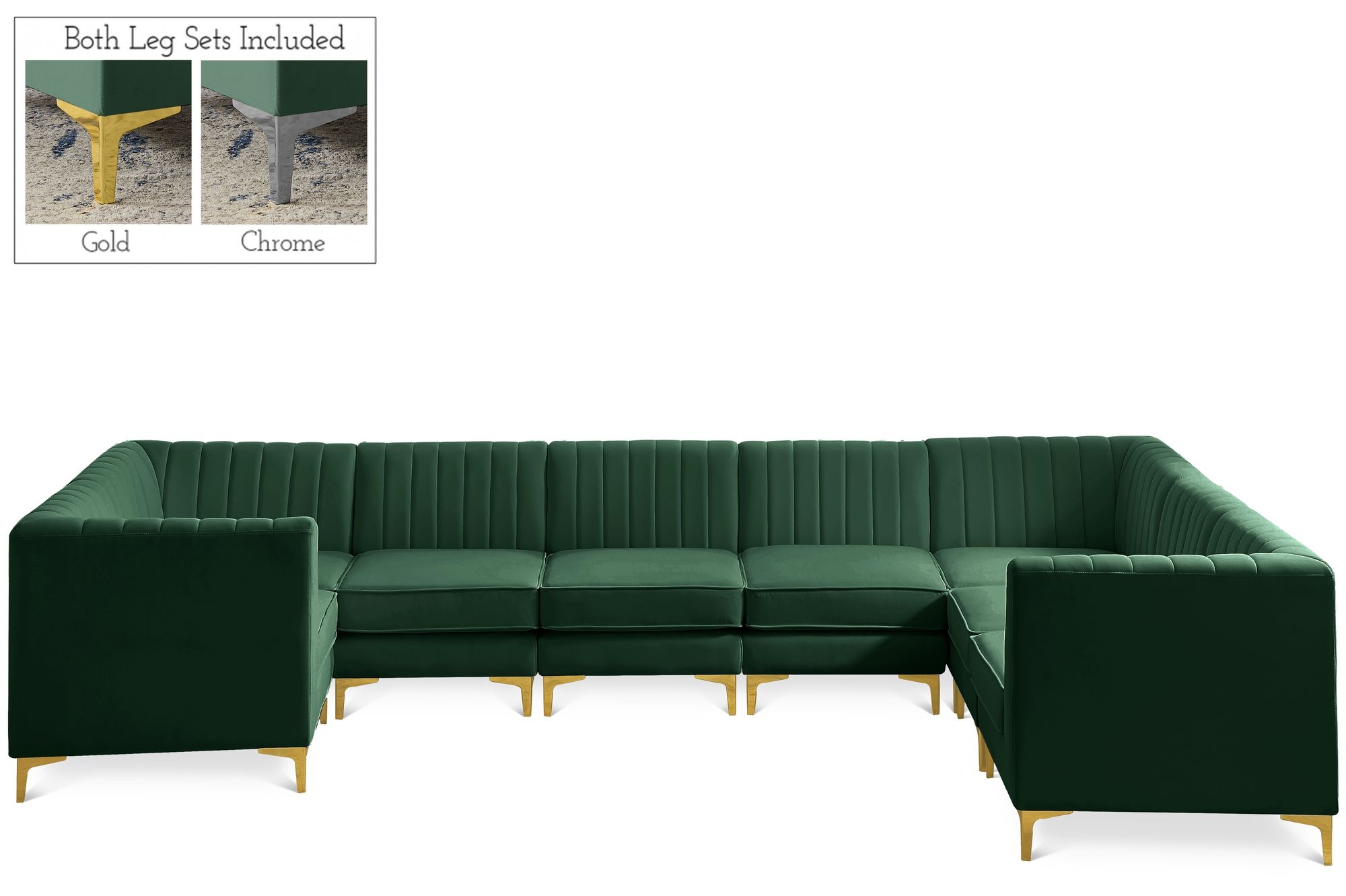 Alina 145" x 93" 8-Piece Velvet Modular Sectional