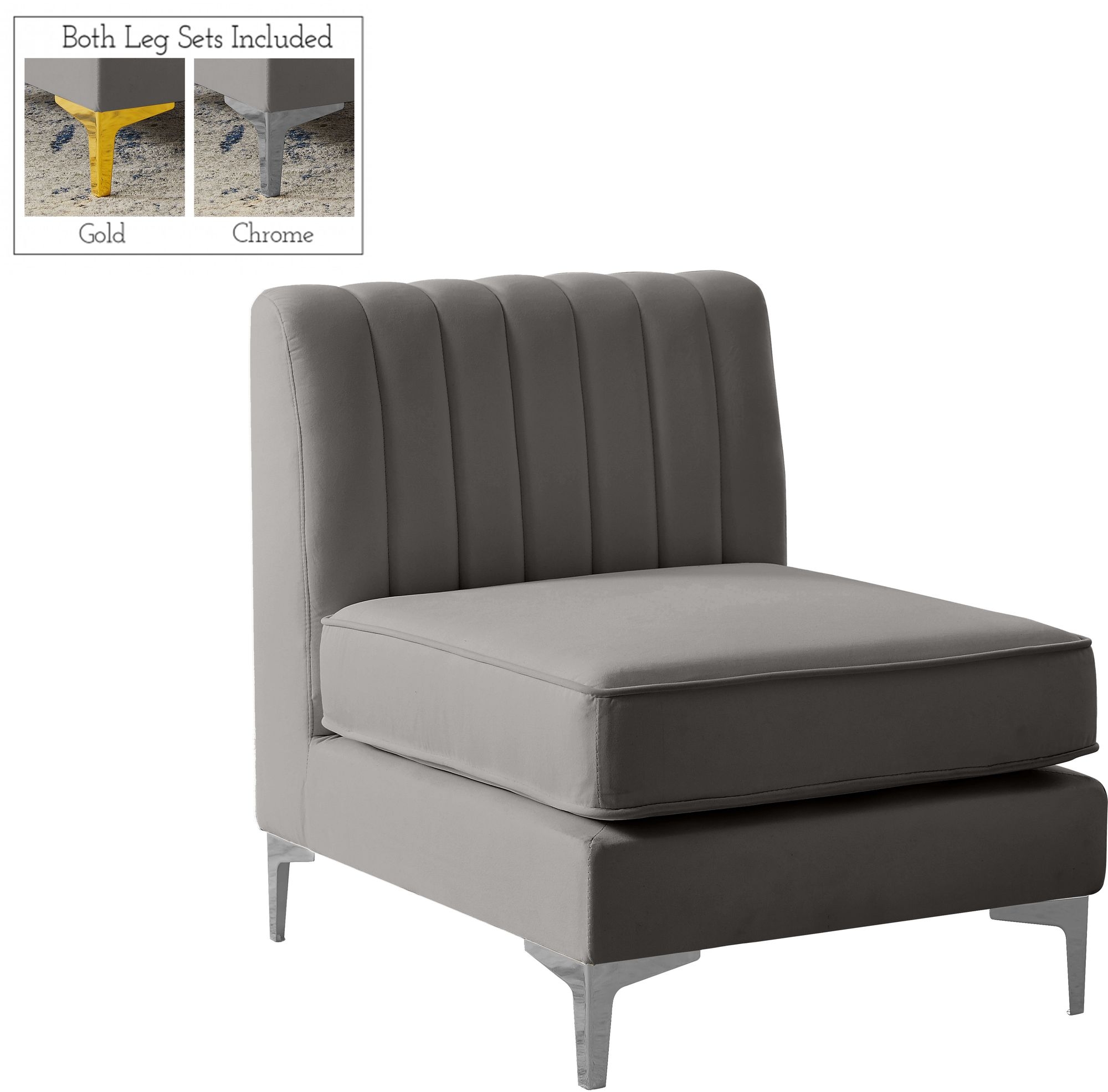 Alina Velvet Modular Armless Chair