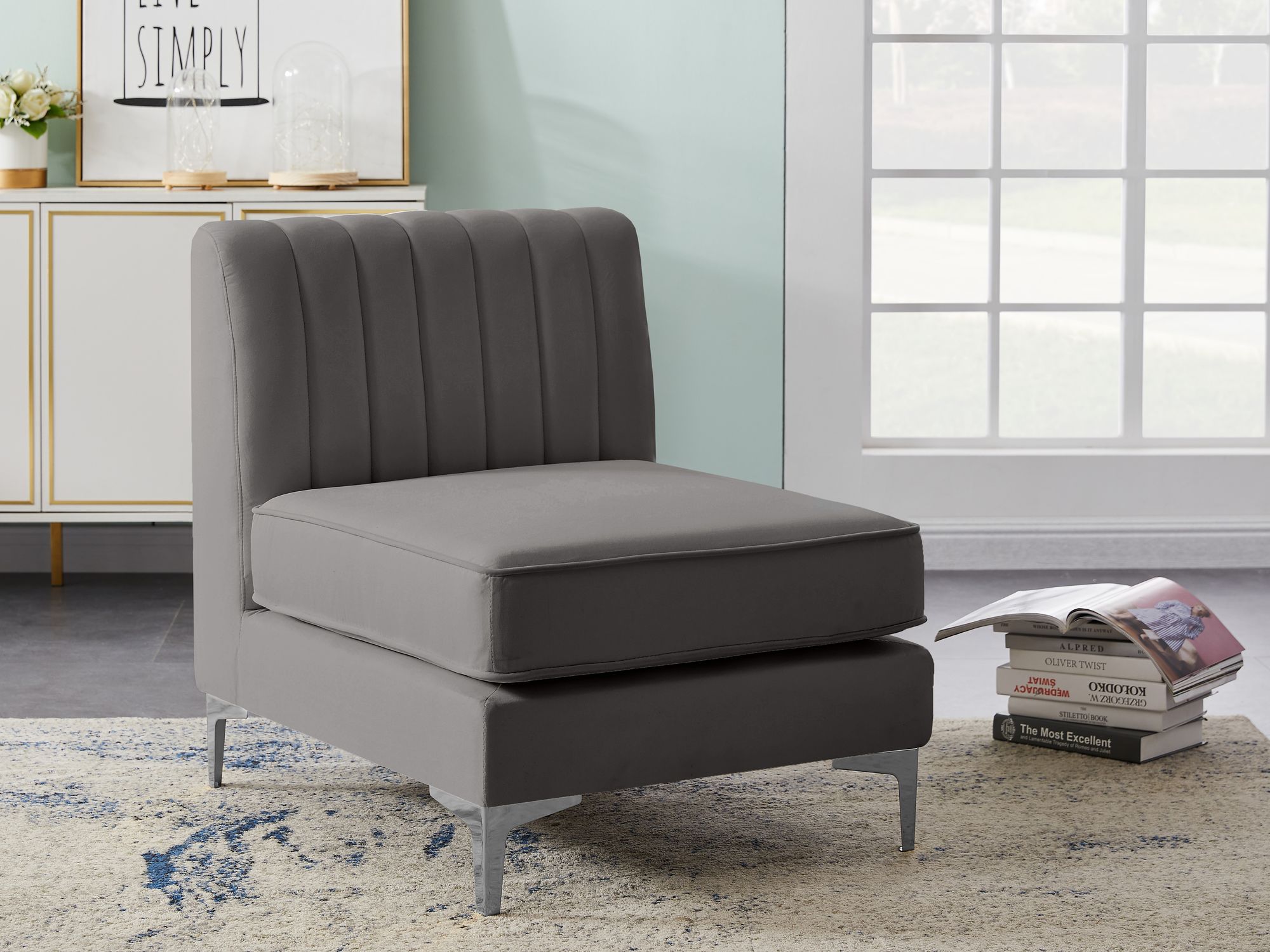 Alina Velvet Modular Armless Chair