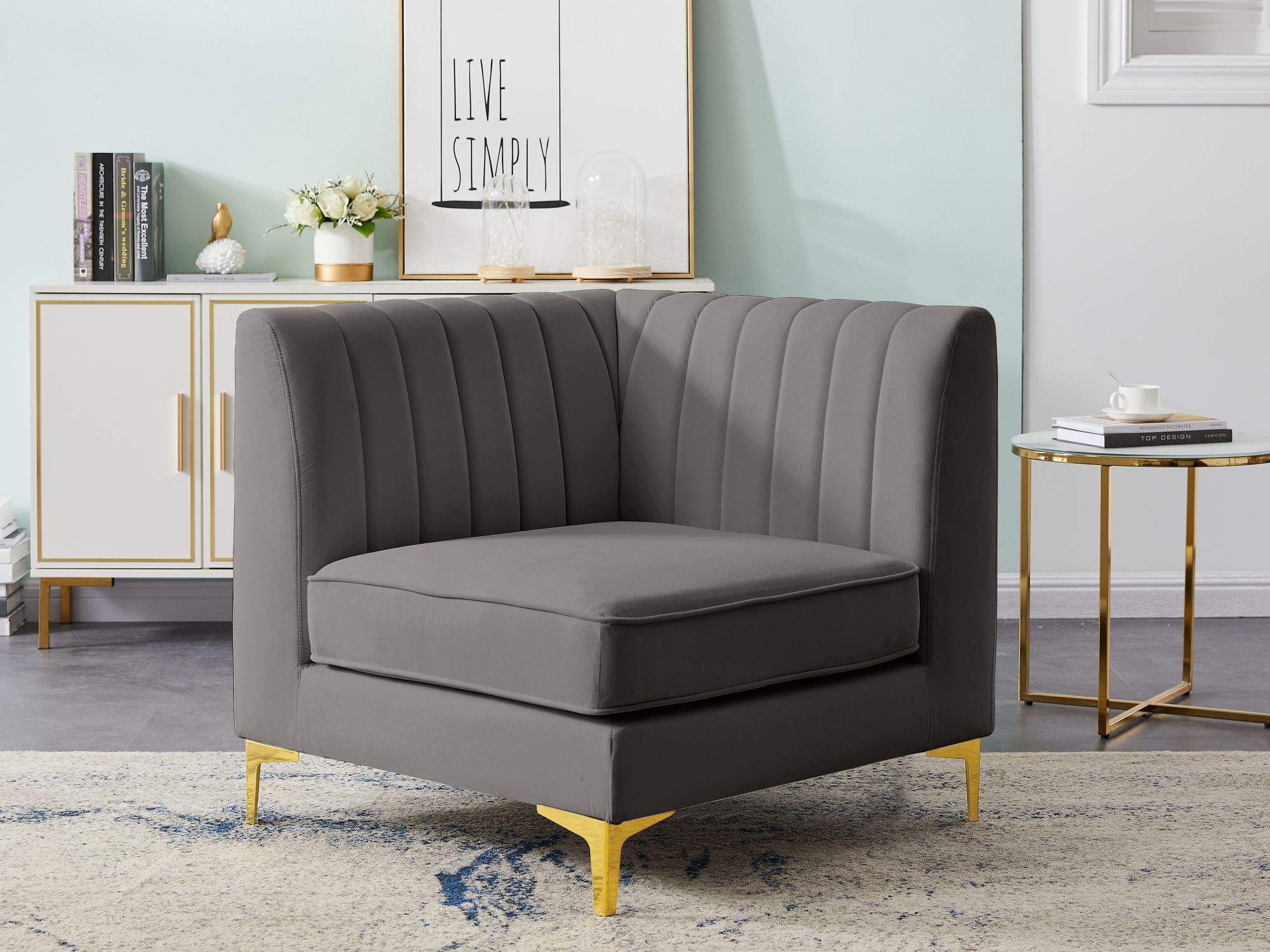 Alina Velvet Modular Corner Chair