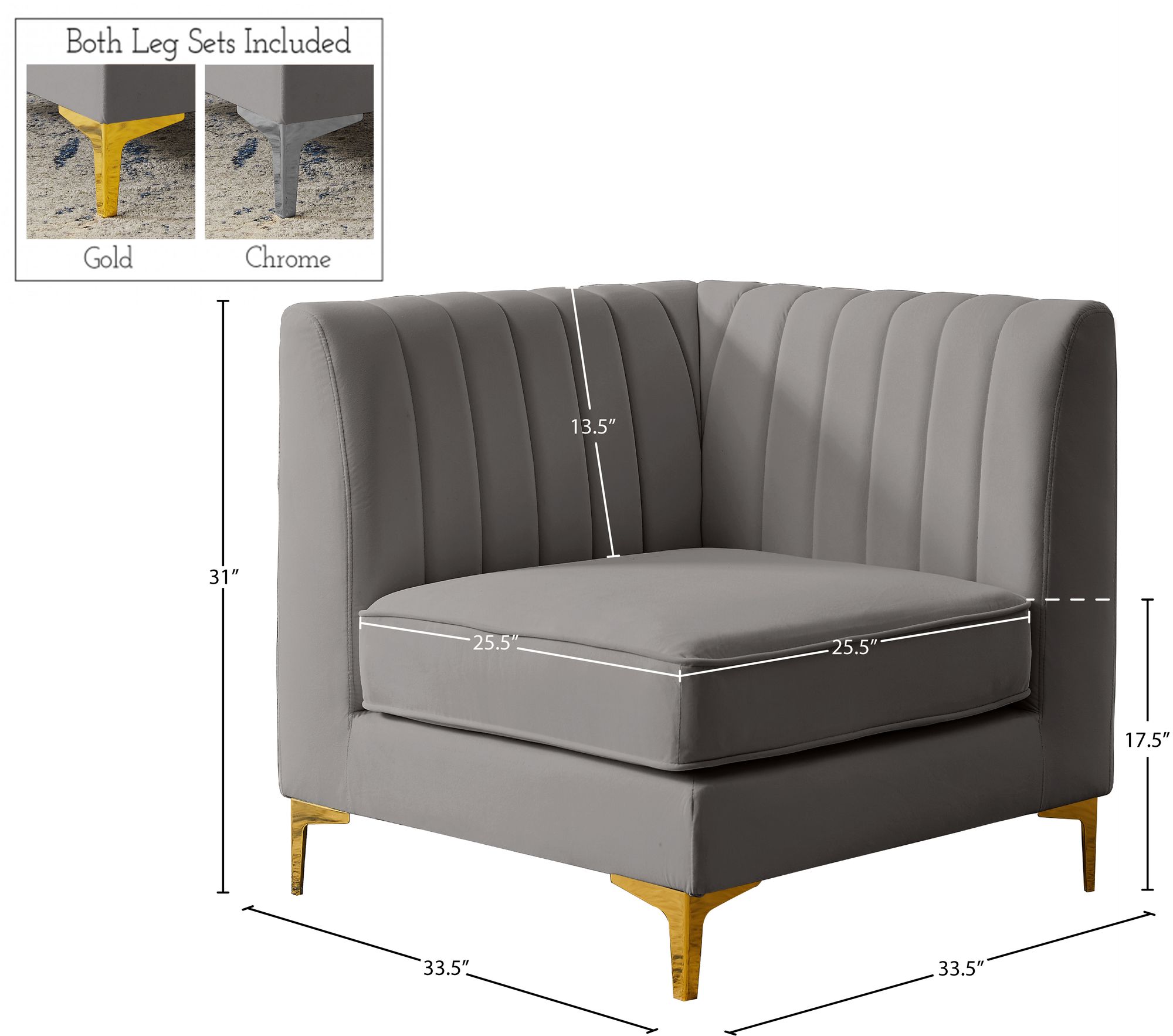 Alina Velvet Modular Corner Chair