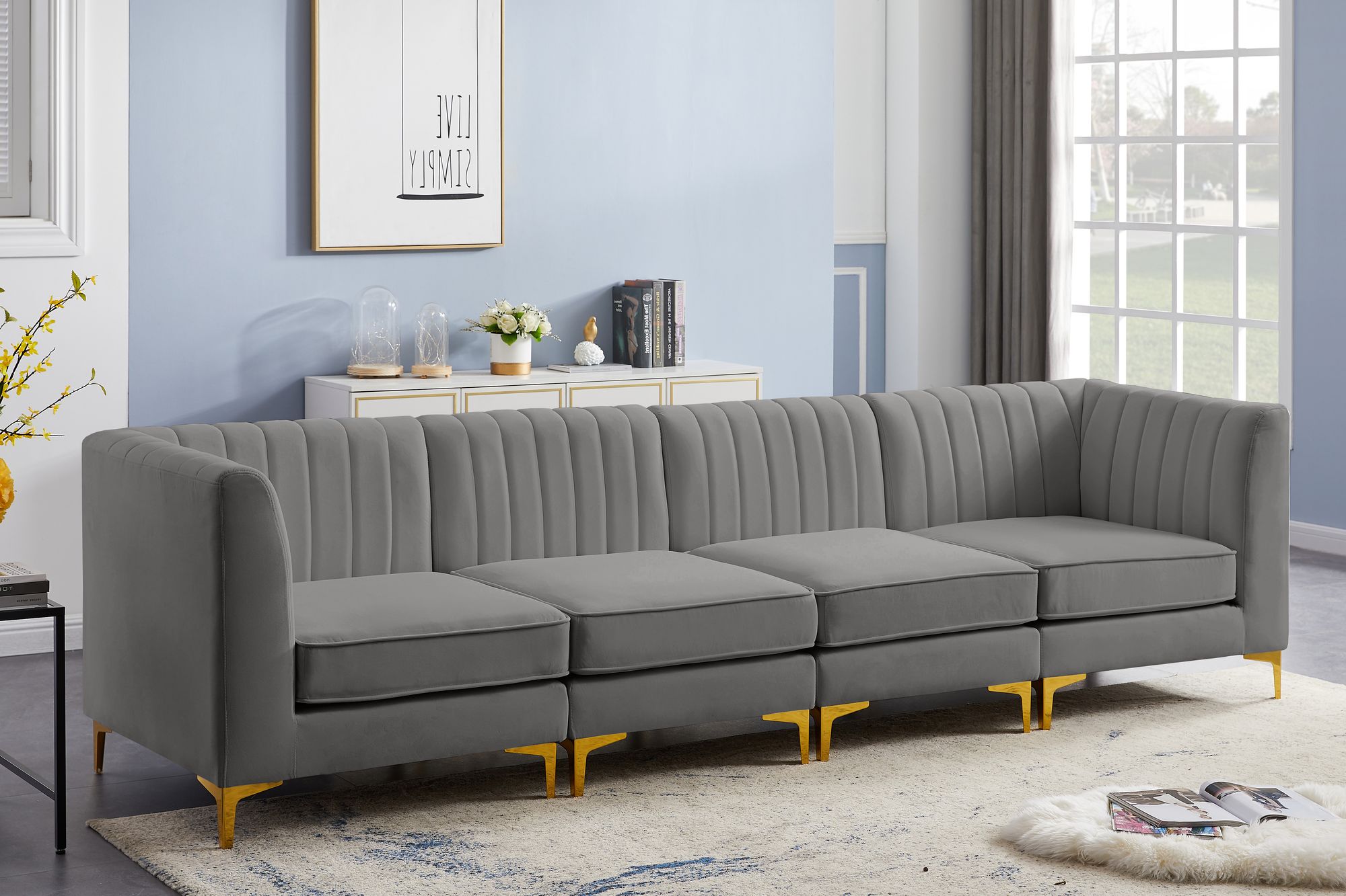 Alina 119" Velvet Modular Sofa
