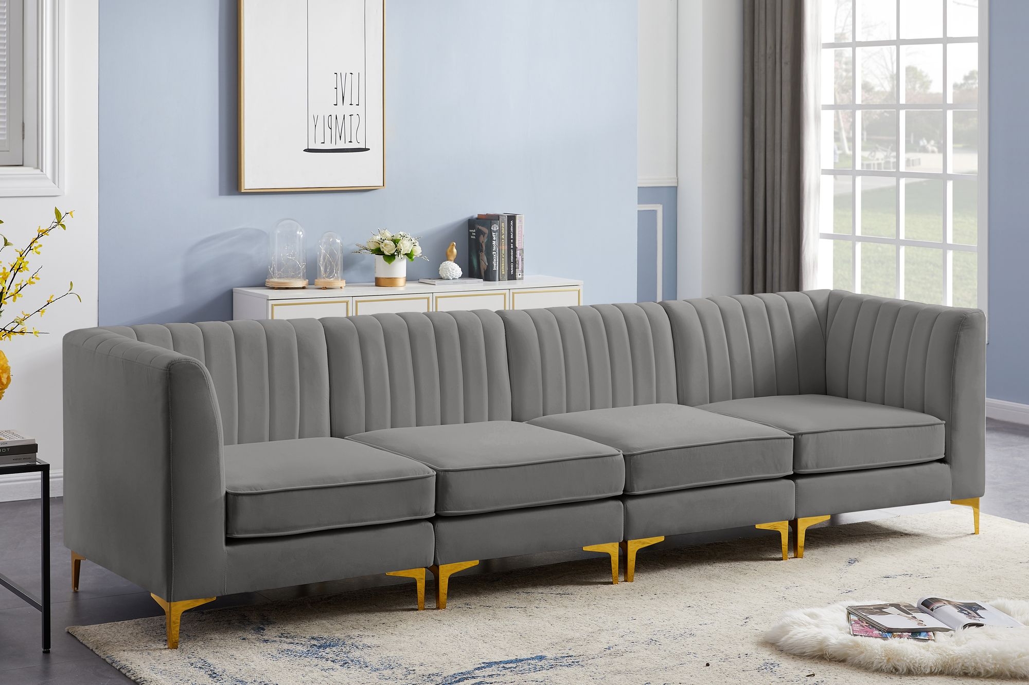 Alina 119" Velvet Modular Sofa