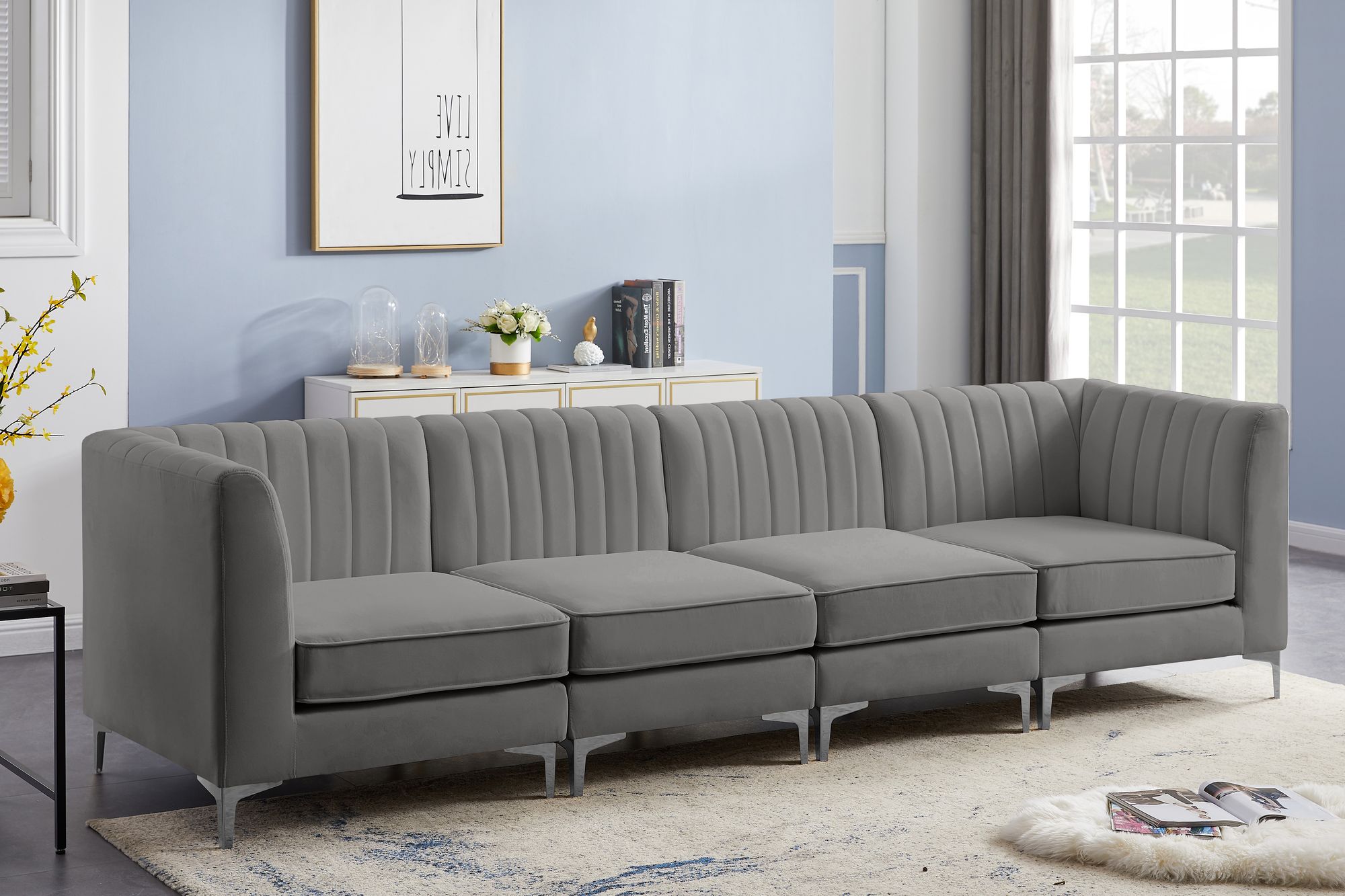 Alina 119" Velvet Modular Sofa