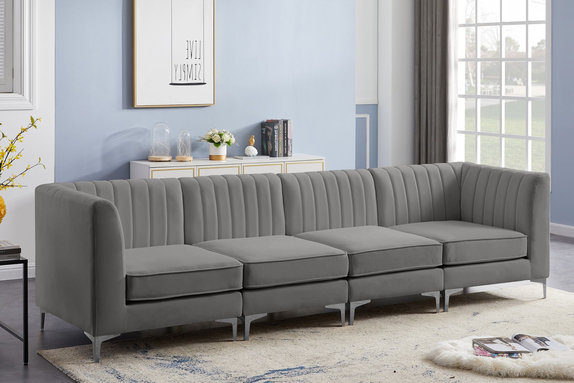 Alina 119" Velvet Modular Sofa