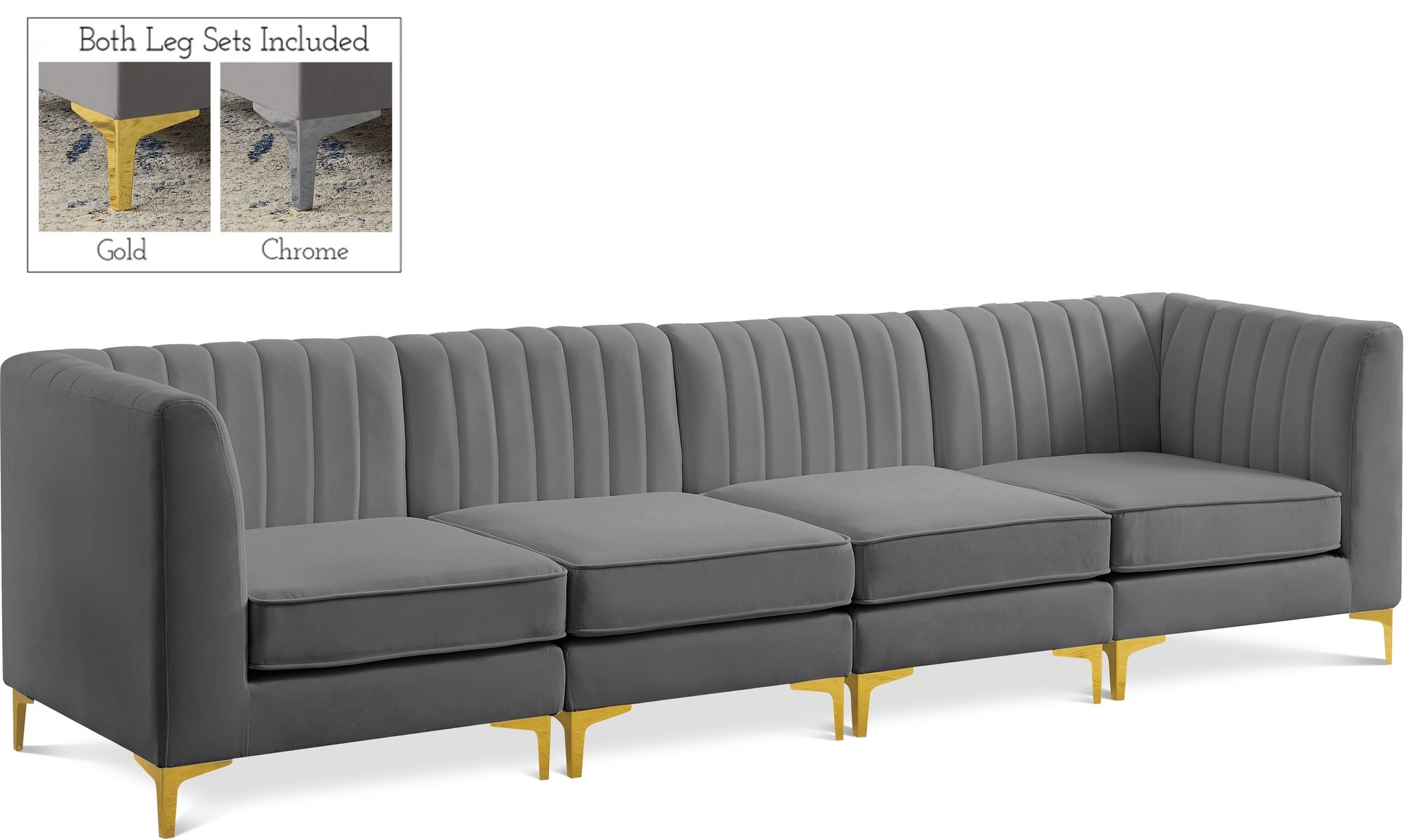 Alina 119" Velvet Modular Sofa