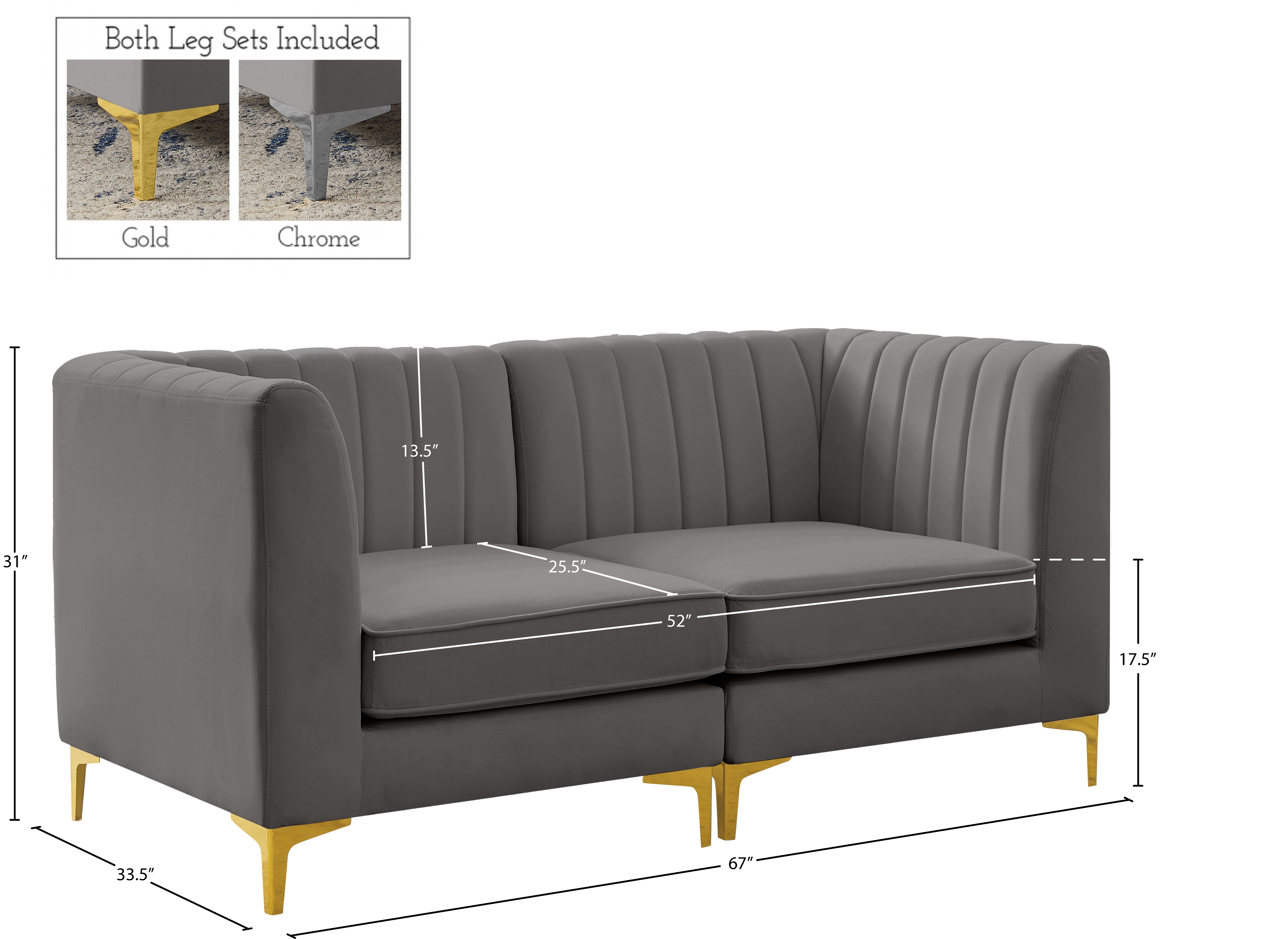 Alina 67" Velvet Modular Sofa
