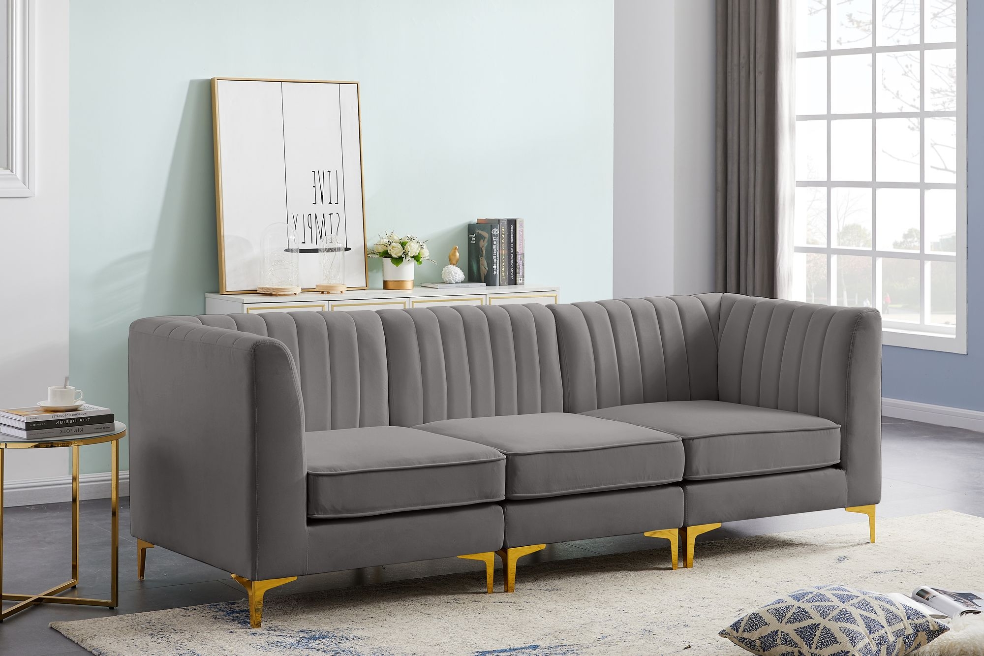 Alina 93" Velvet Modular Sofa
