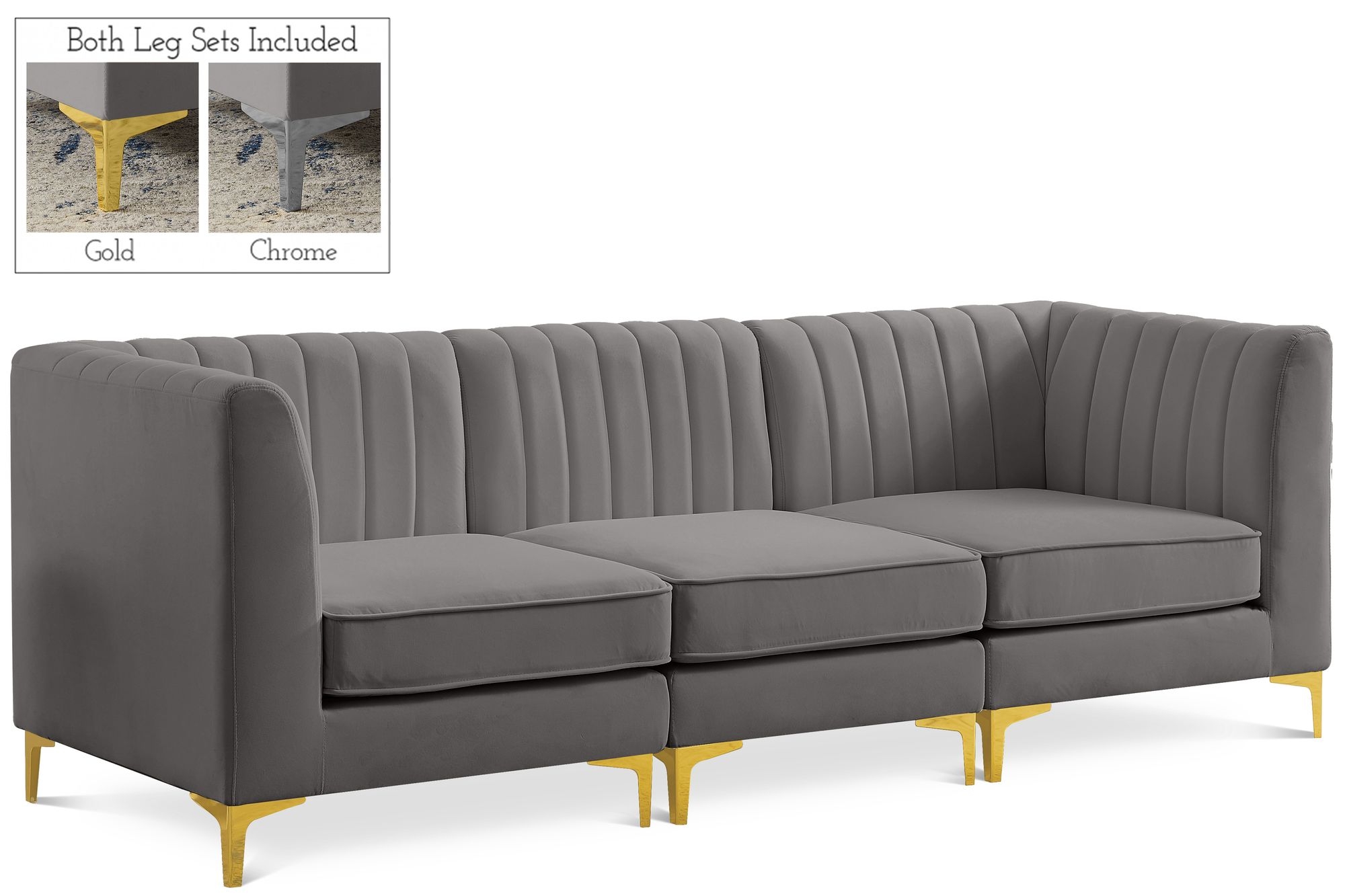 Alina 93" Velvet Modular Sofa