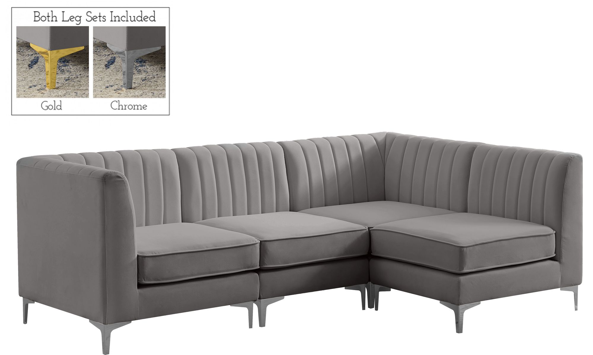 Alina 93" 4-Piece Velvet Modular Sectional