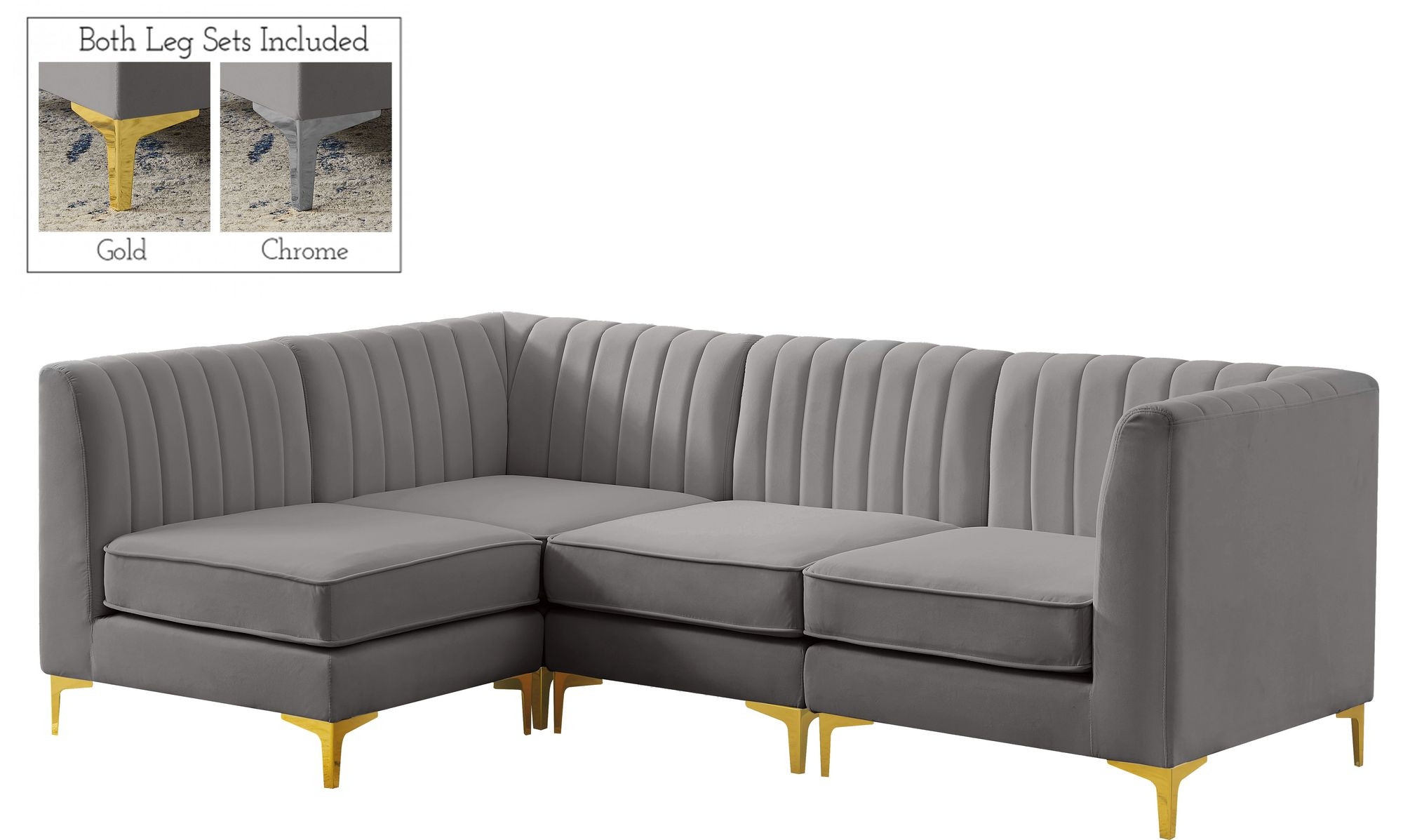 Alina 93" 4-Piece Velvet Modular Sectional