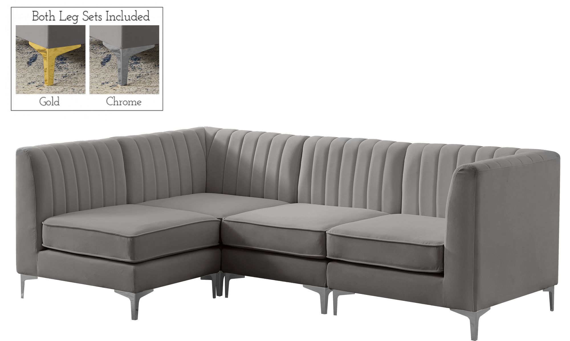 Alina 93" 4-Piece Velvet Modular Sectional