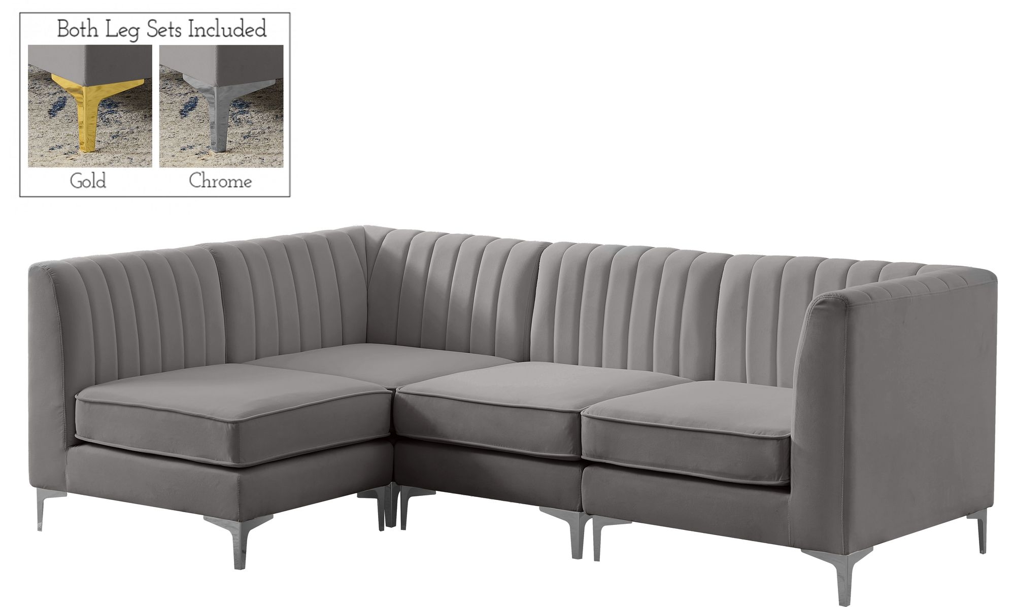 Alina 93" 4-Piece Velvet Modular Sectional