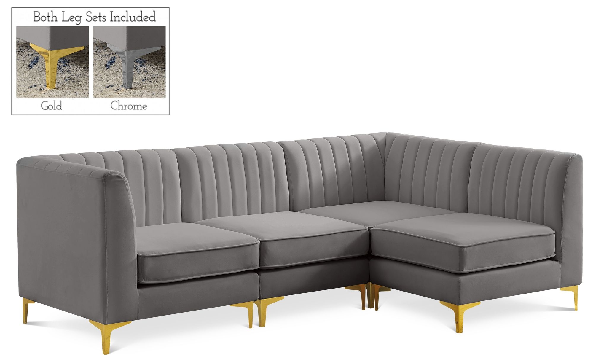 Alina 93" 4-Piece Velvet Modular Sectional