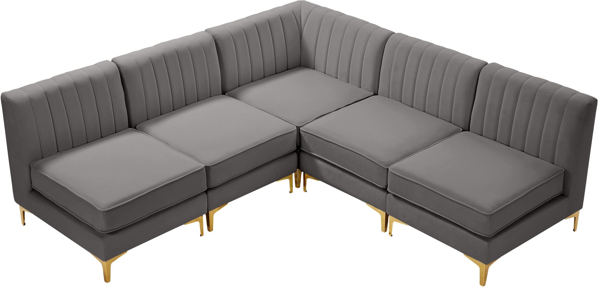 Alina 85.5" 5-Piece Velvet Modular Sectional