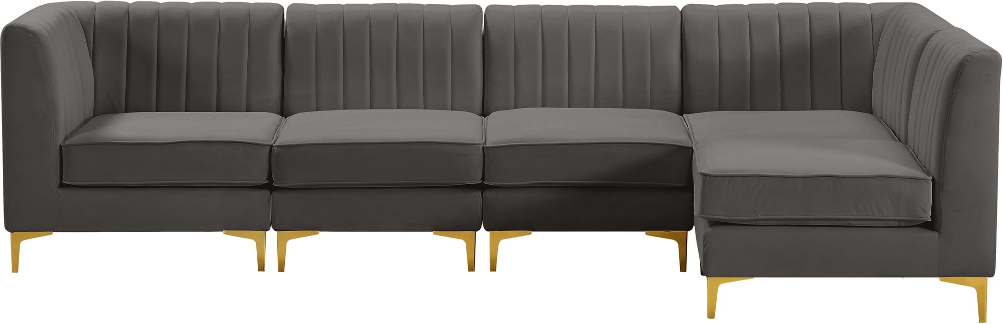 Alina 119" 5-Piece Velvet Modular Sectional