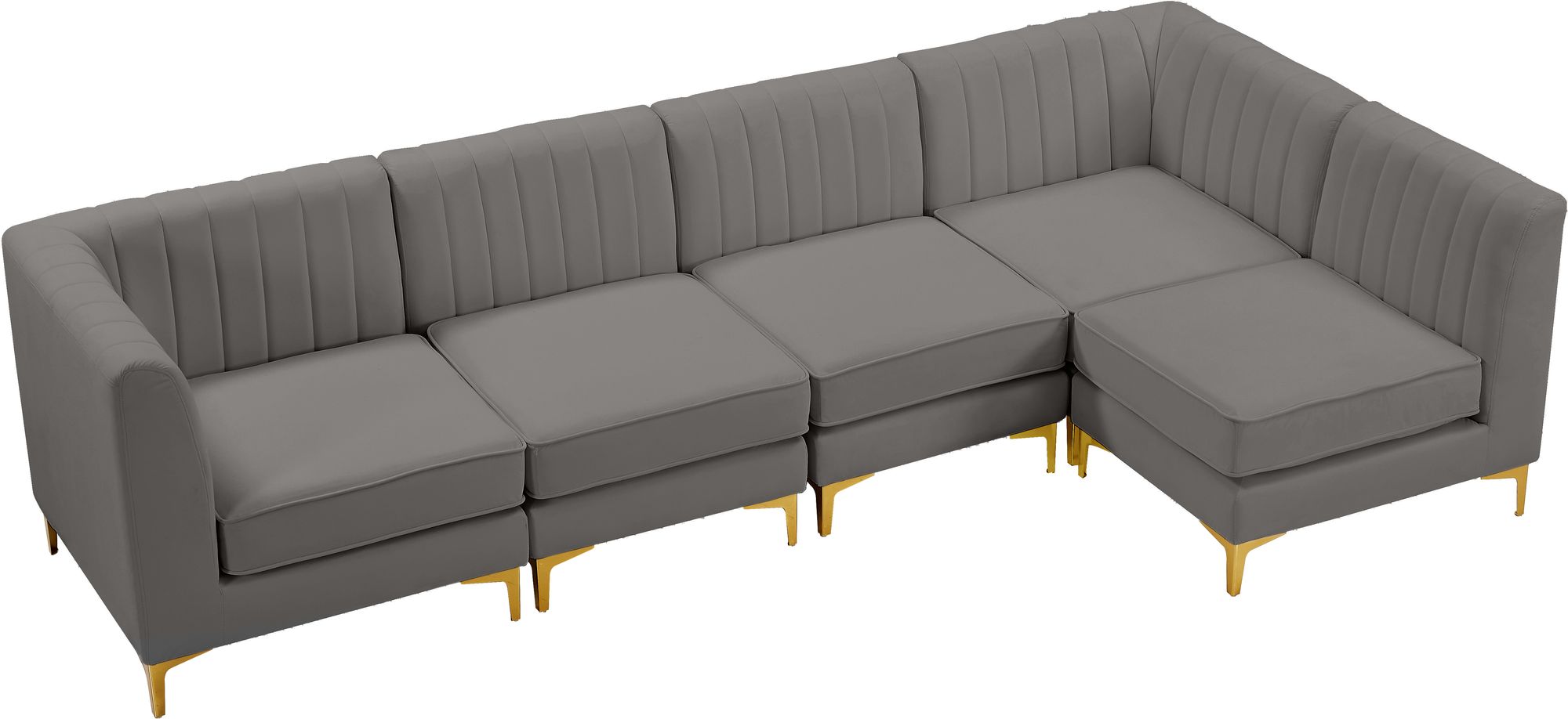 Alina 119" 5-Piece Velvet Modular Sectional