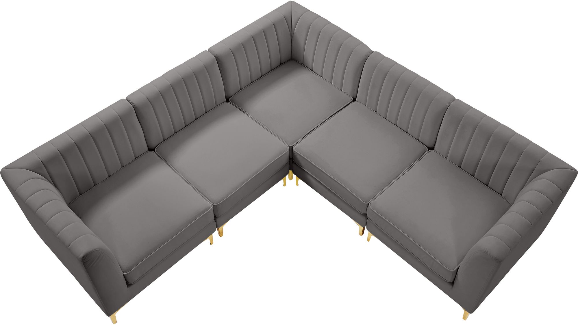 Alina 93" 5-Piece Velvet Modular Sectional
