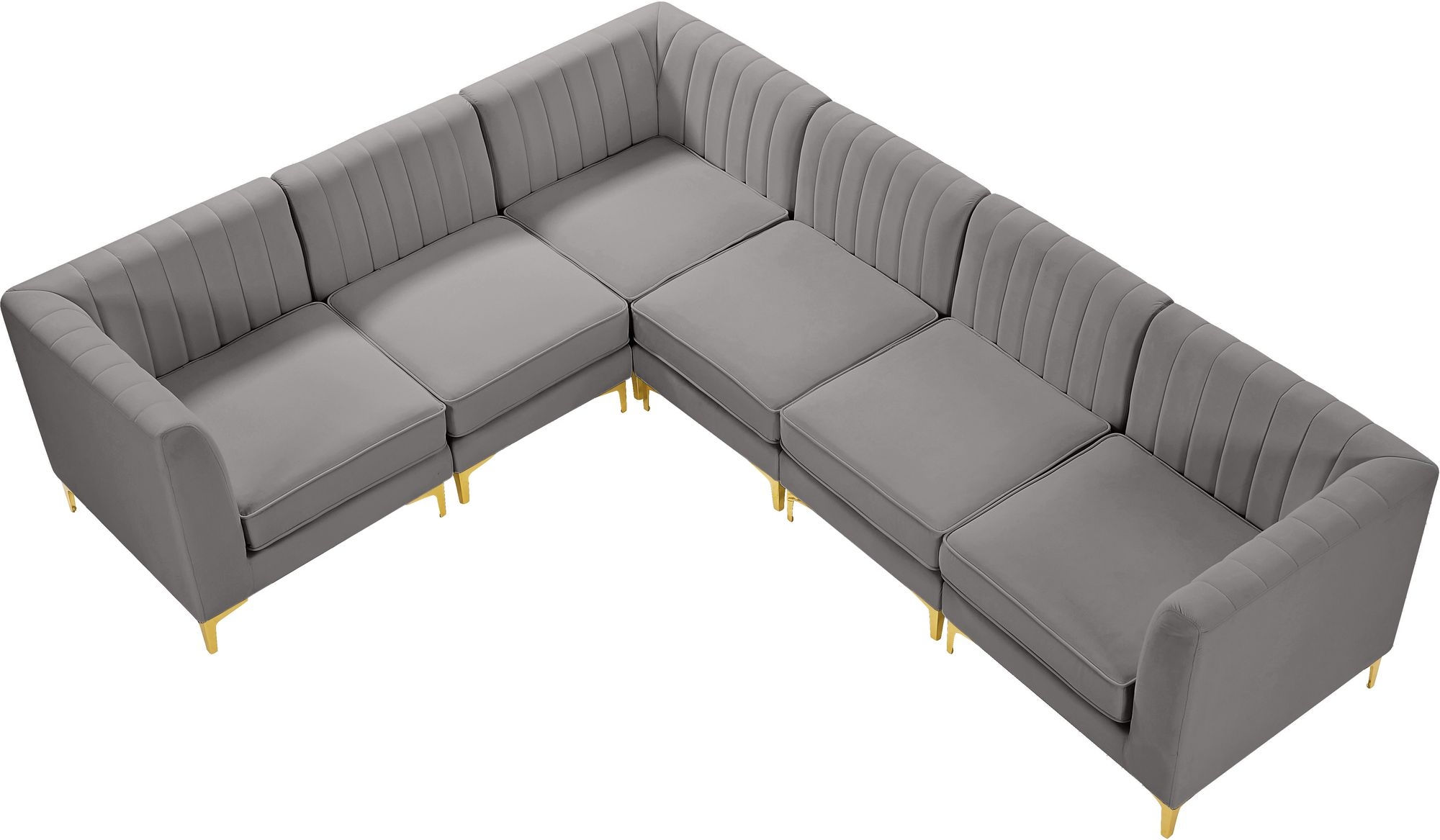 Alina 119" 6-Piece Velvet Modular Sectional