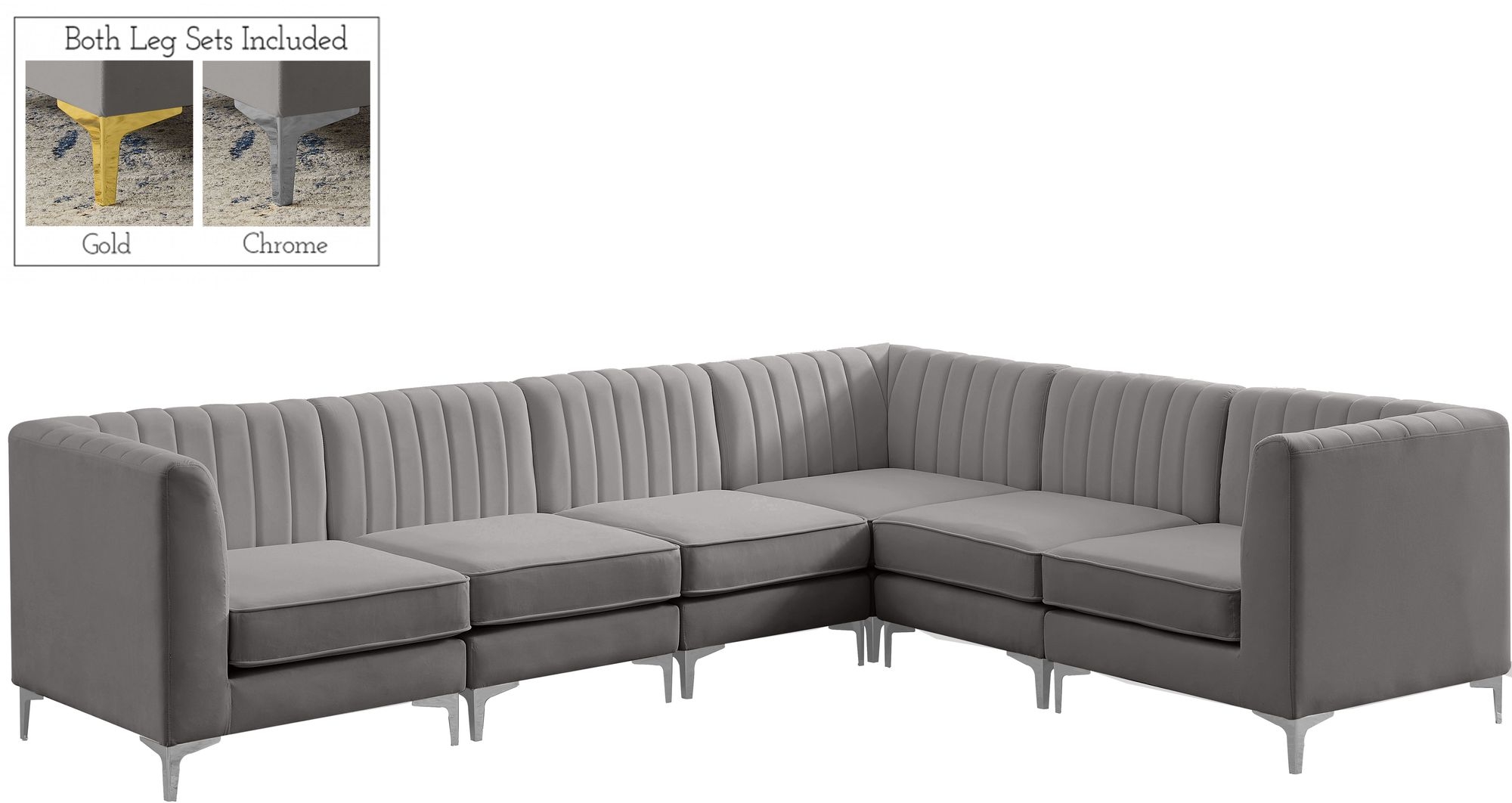 Alina 119" 6-Piece Velvet Modular Sectional