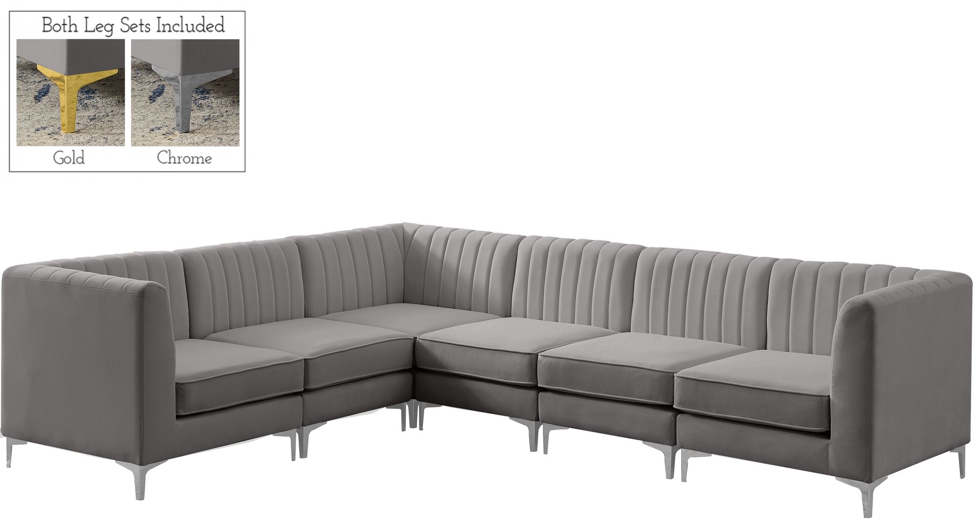 Alina 119" 6-Piece Velvet Modular Sectional