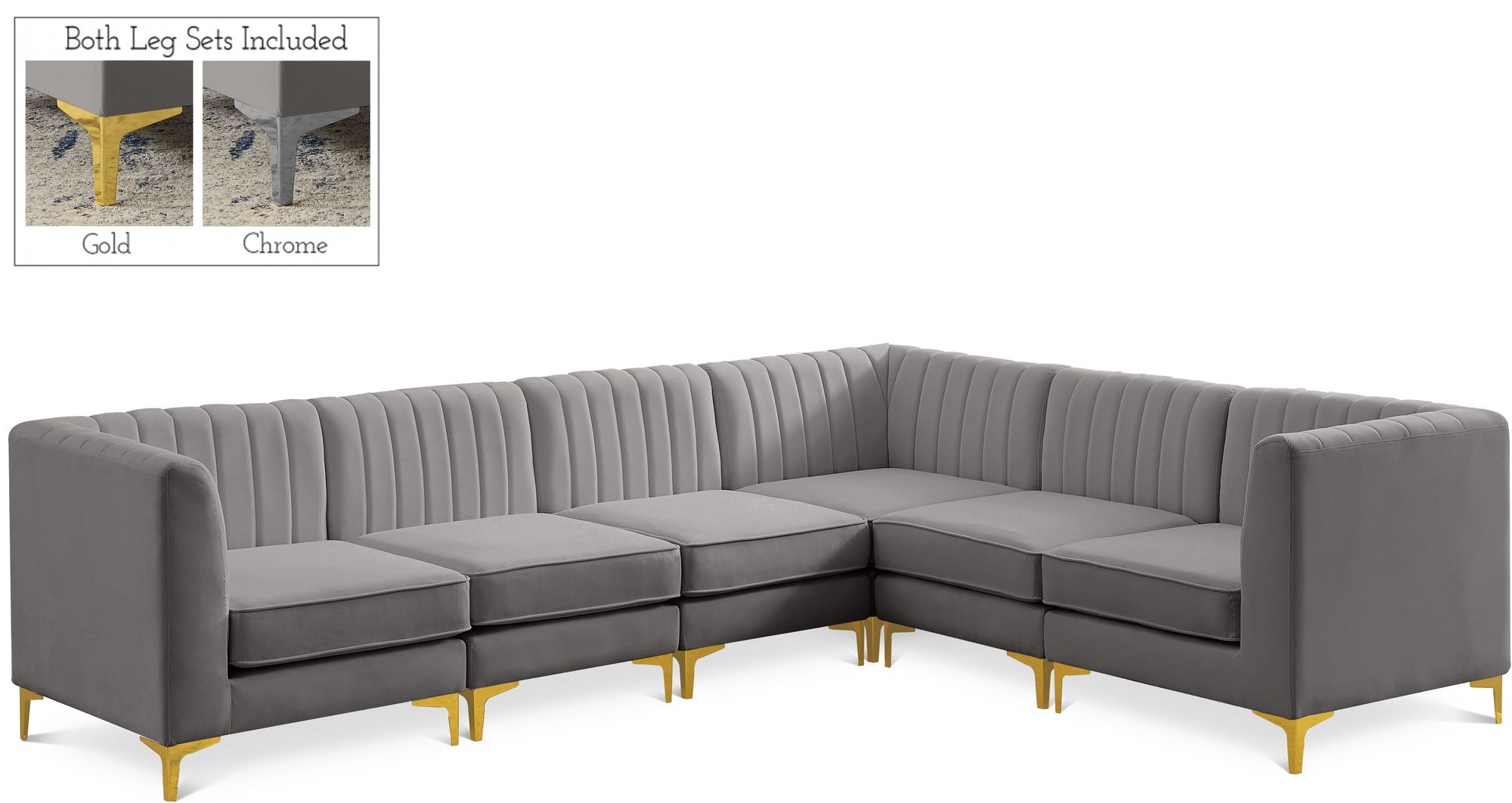Alina 119" 6-Piece Velvet Modular Sectional