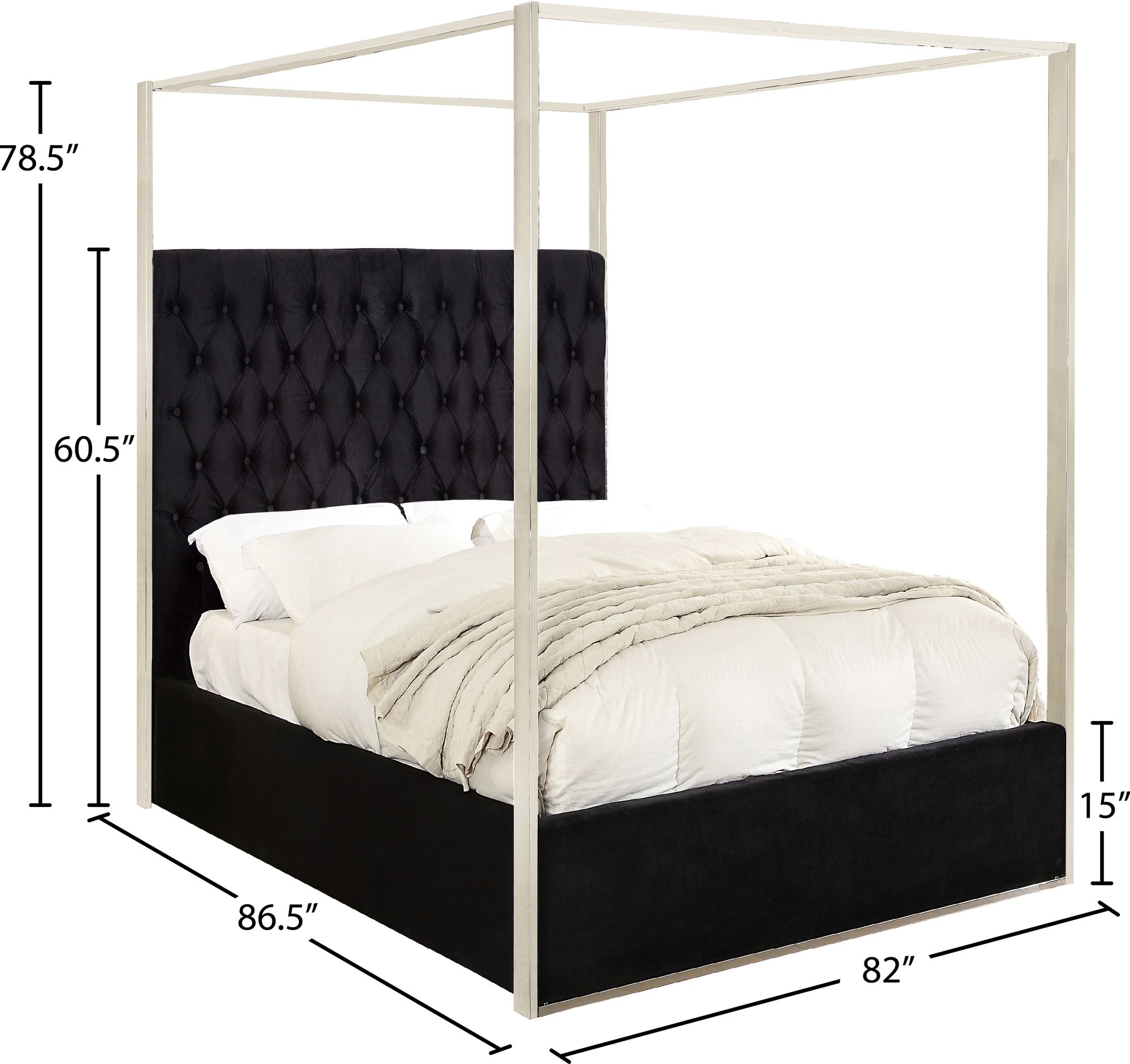 Porter Velvet King Size Canopy Bed