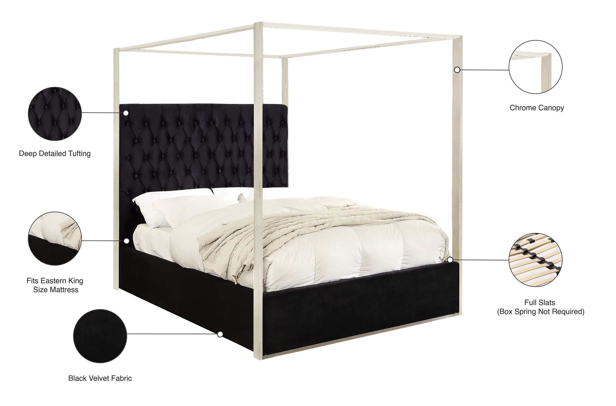 Porter Velvet King Size Canopy Bed