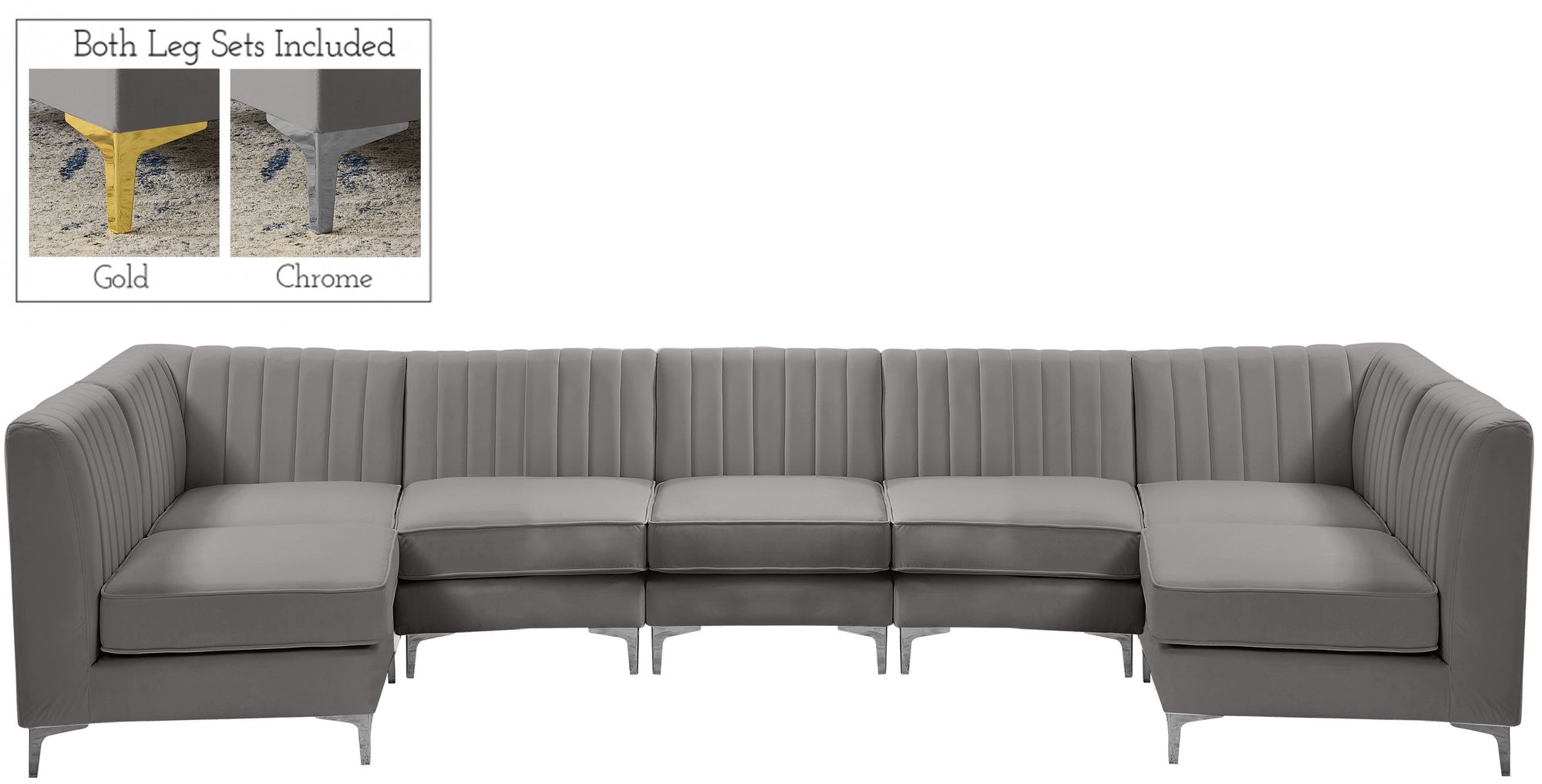 Alina 145" 7-Piece Velvet Modular Sectional