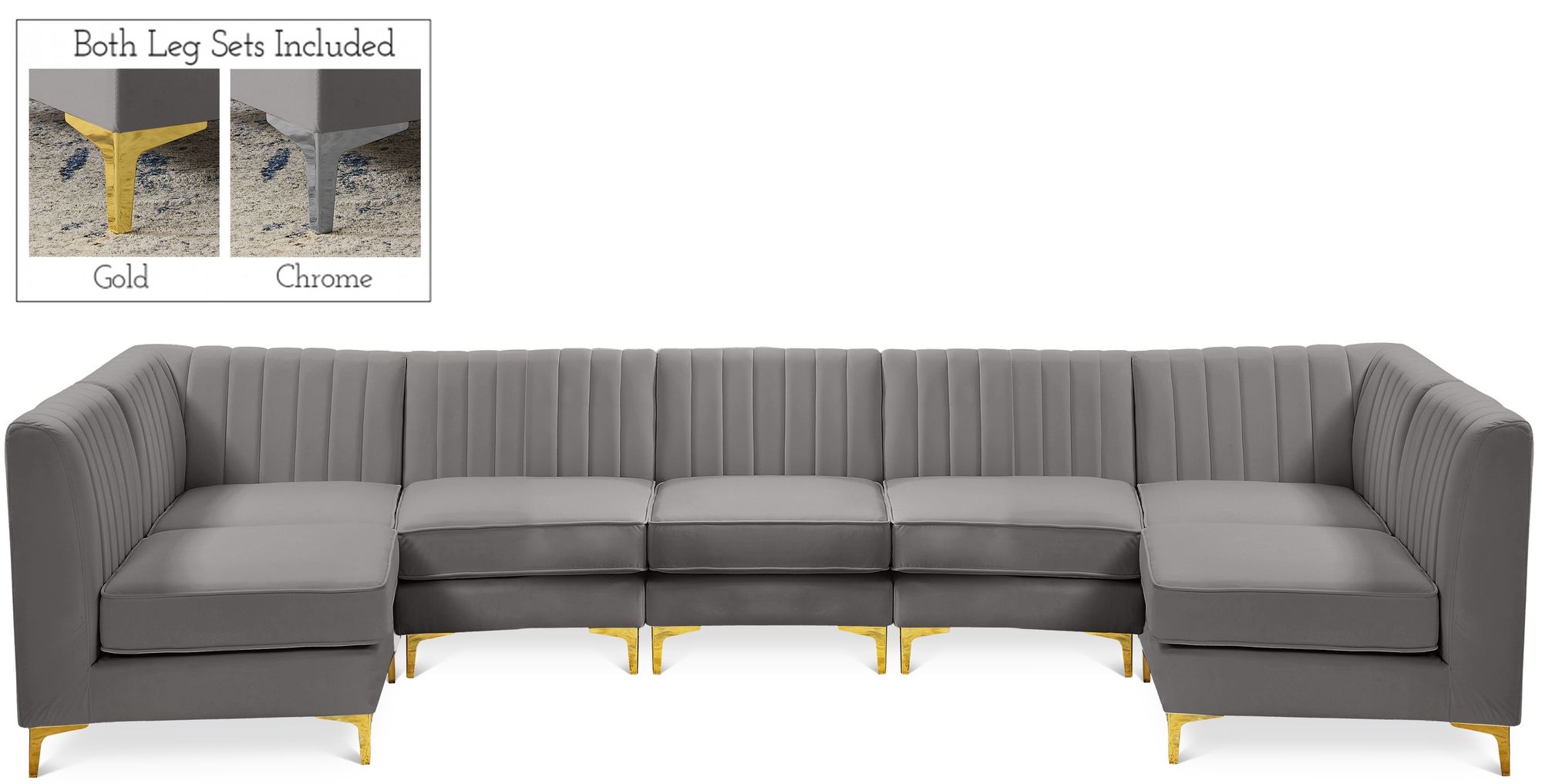 Alina 145" 7-Piece Velvet Modular Sectional