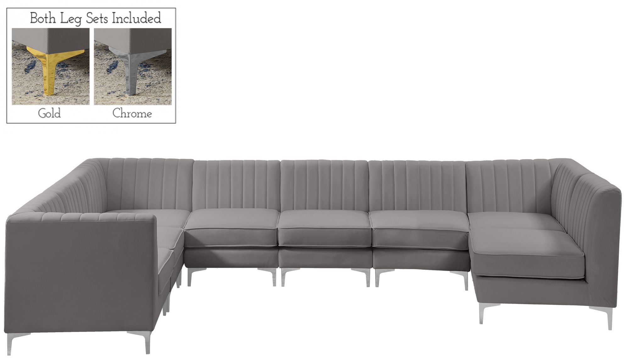 Alina 119" x 119" 8-Piece Velvet Modular Sectional