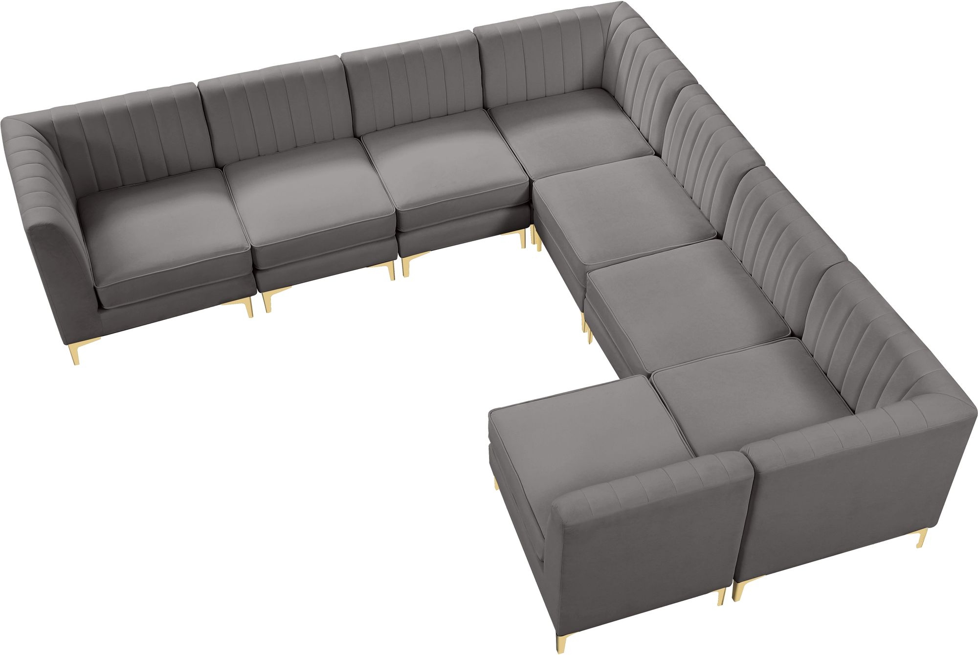 Alina 119" x 119" 8-Piece Velvet Modular Sectional
